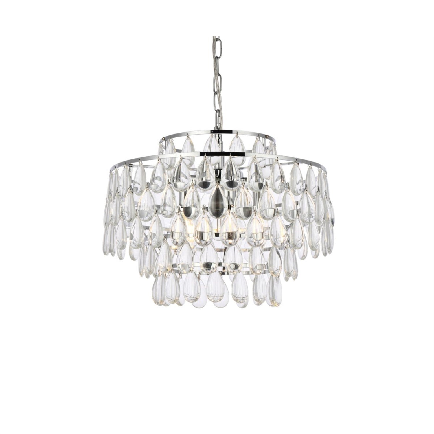Elegant Lighting Mila 18in Chrome Pendant Light, Metal, Modern Design, Indoor Decorative Fixture