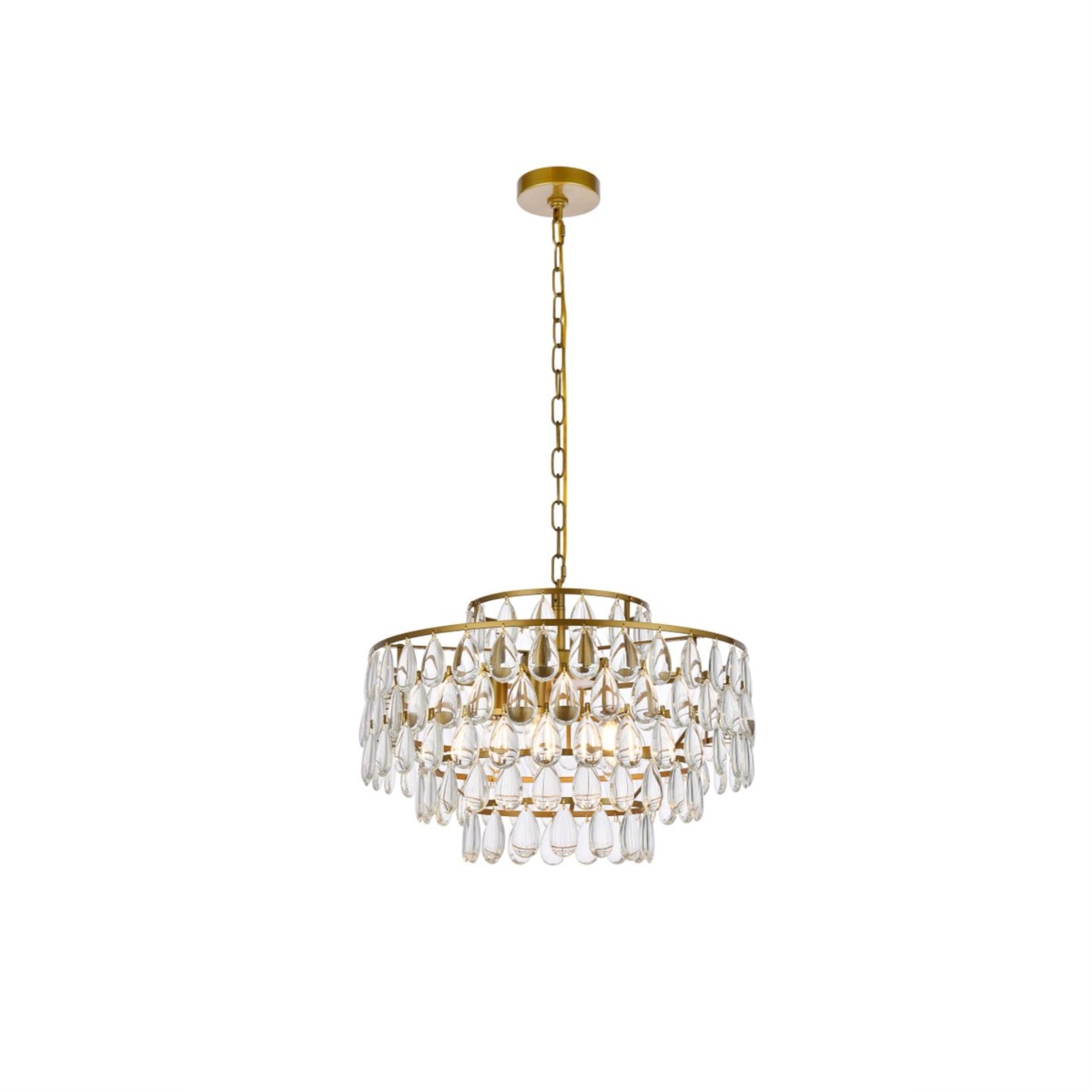 Elegant Lighting 20in Mila Pendant Light, Brass, Metal, Model 1102D20BR, Modern Home Decor