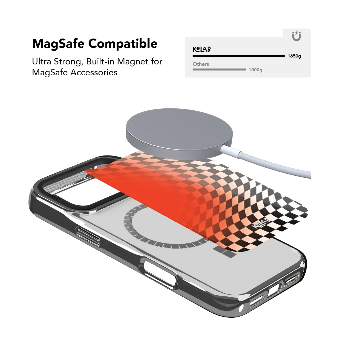Sunflare | Orange Checkered Optical Illusion iPhone Case