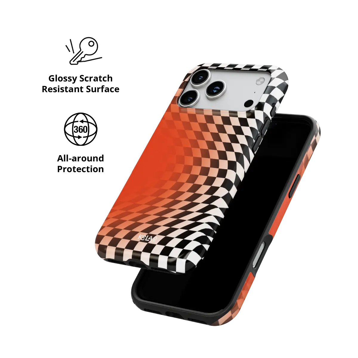 Sunflare | Orange Checkered Optical Illusion iPhone Case