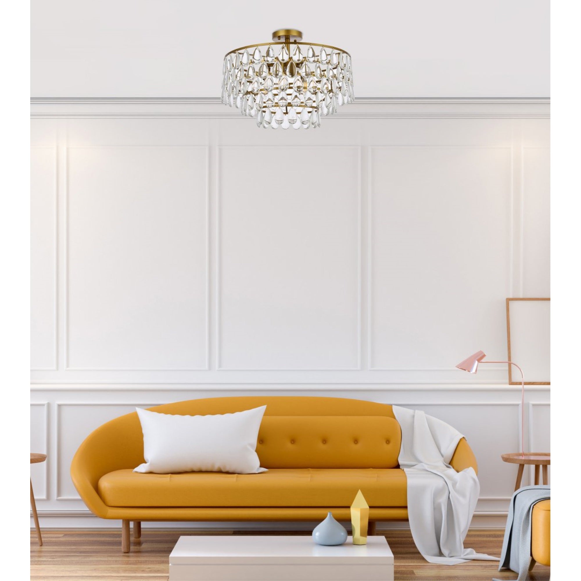 Elegant Lighting Indoor Modern Home Decorative Bright Mila 20 Inch Flush Mount In Brass