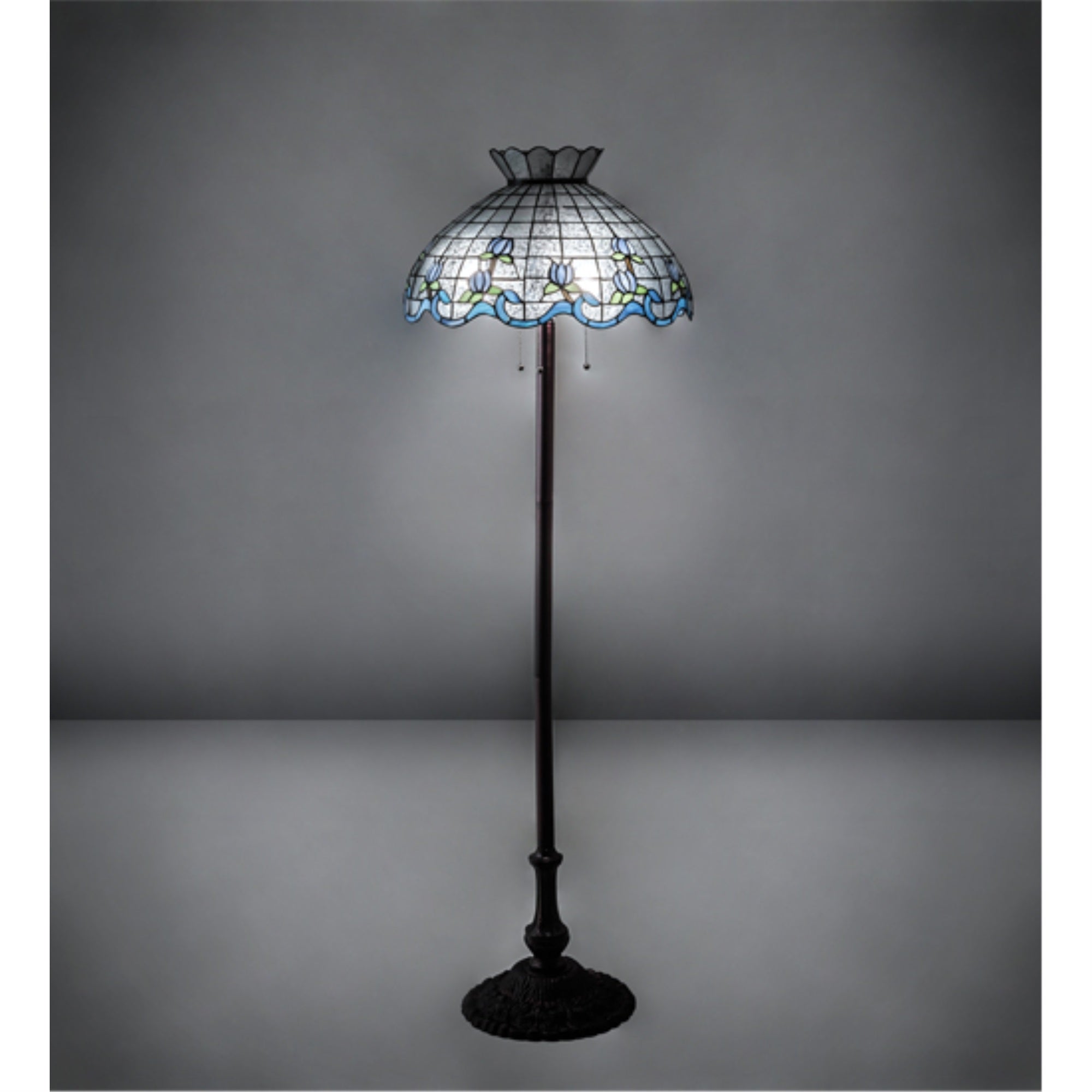 Meyda Tiffany Three Light Floor Lamp Roseborder Collection 20.5in Bronze Metal Model 110423