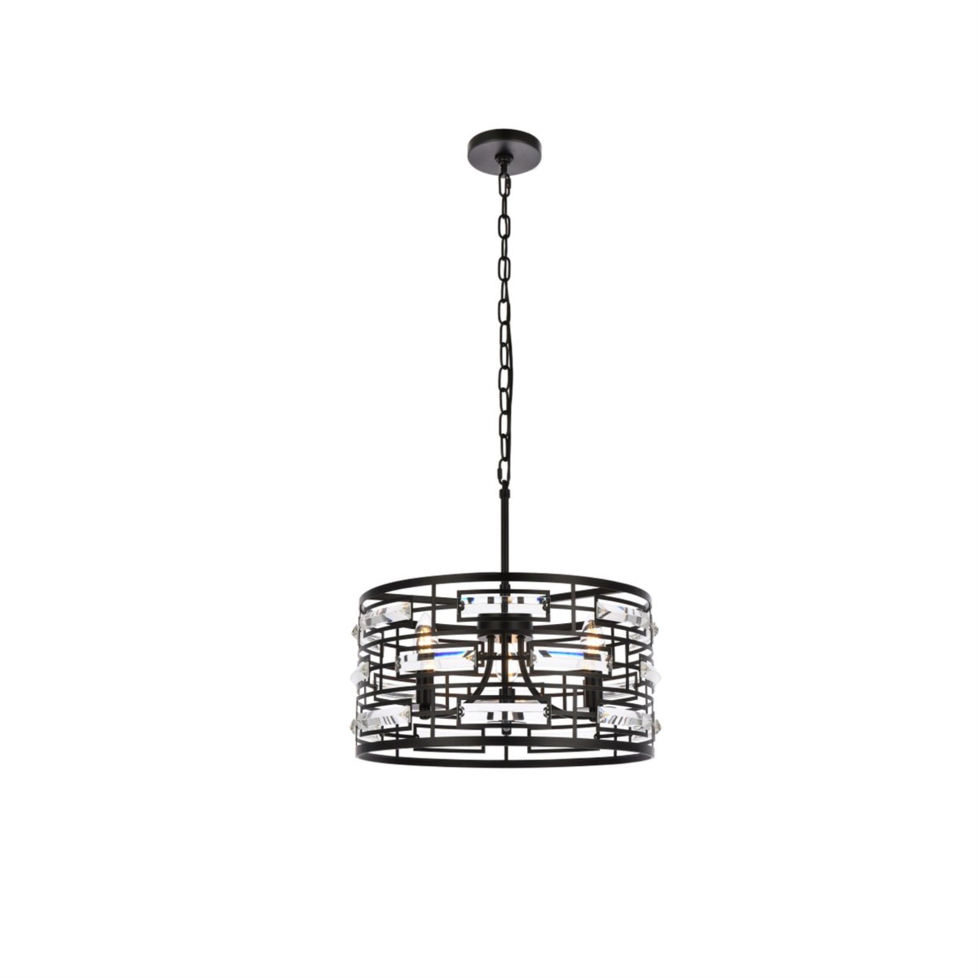 Elegant Lighting Pendant Light, 16.5in Black Metal Ceiling Fixture, Model 1108D16BK, Modern Home Decor