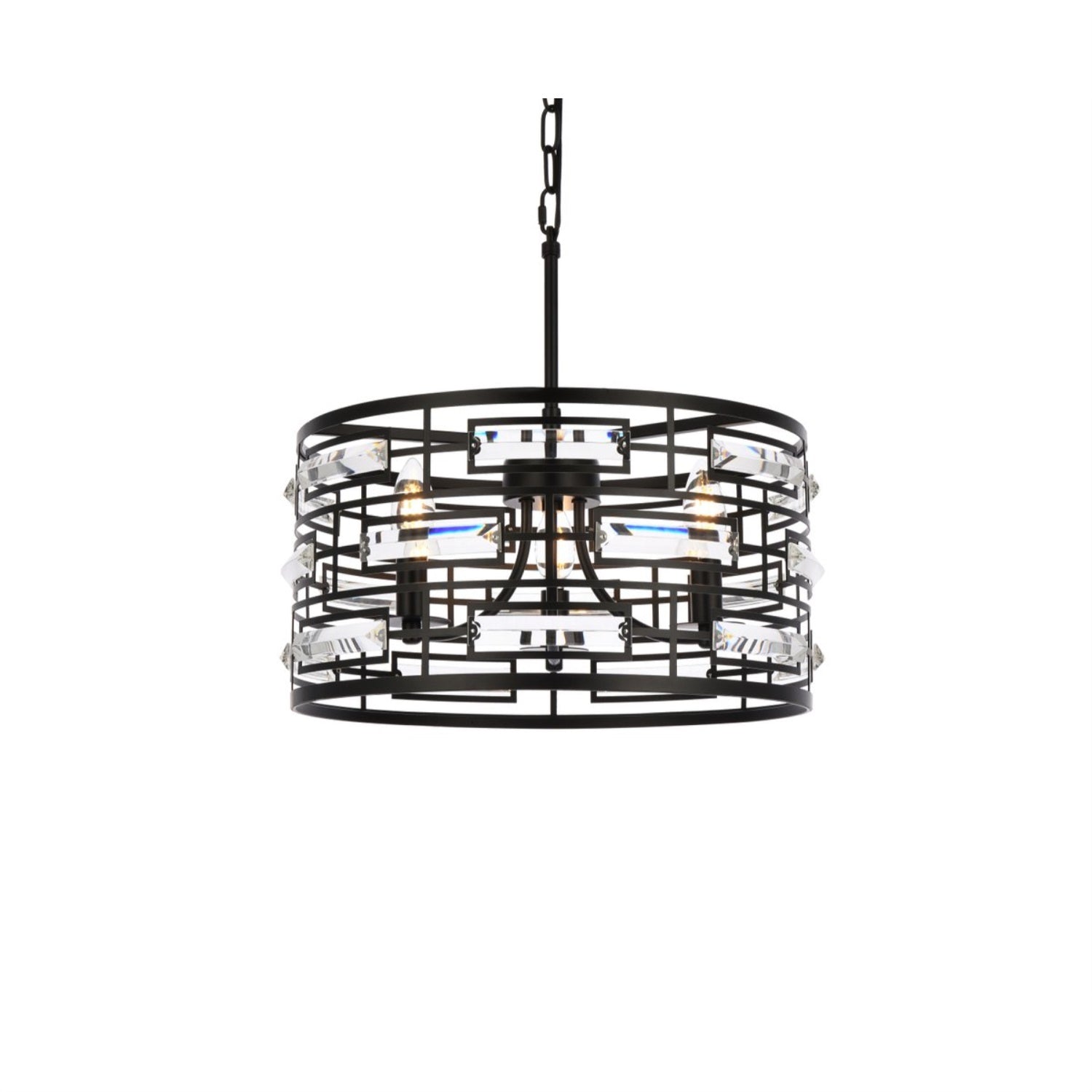 Elegant Lighting Pendant Light, 16.5in Black Metal Ceiling Fixture, Model 1108D16BK, Modern Home Decor