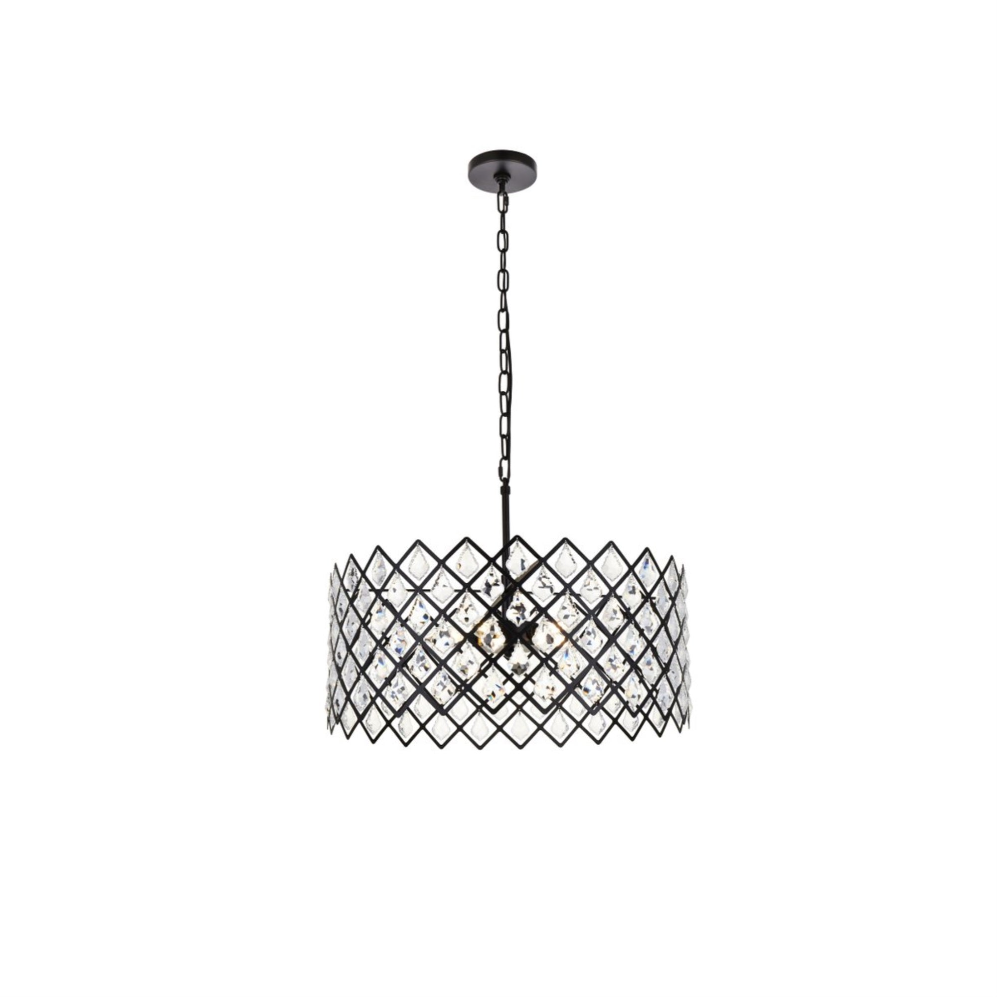 Elegant Lighting Lyla 21in Black Metal Pendant Ceiling Light, Modern Home Decor, Model 1111D21BK