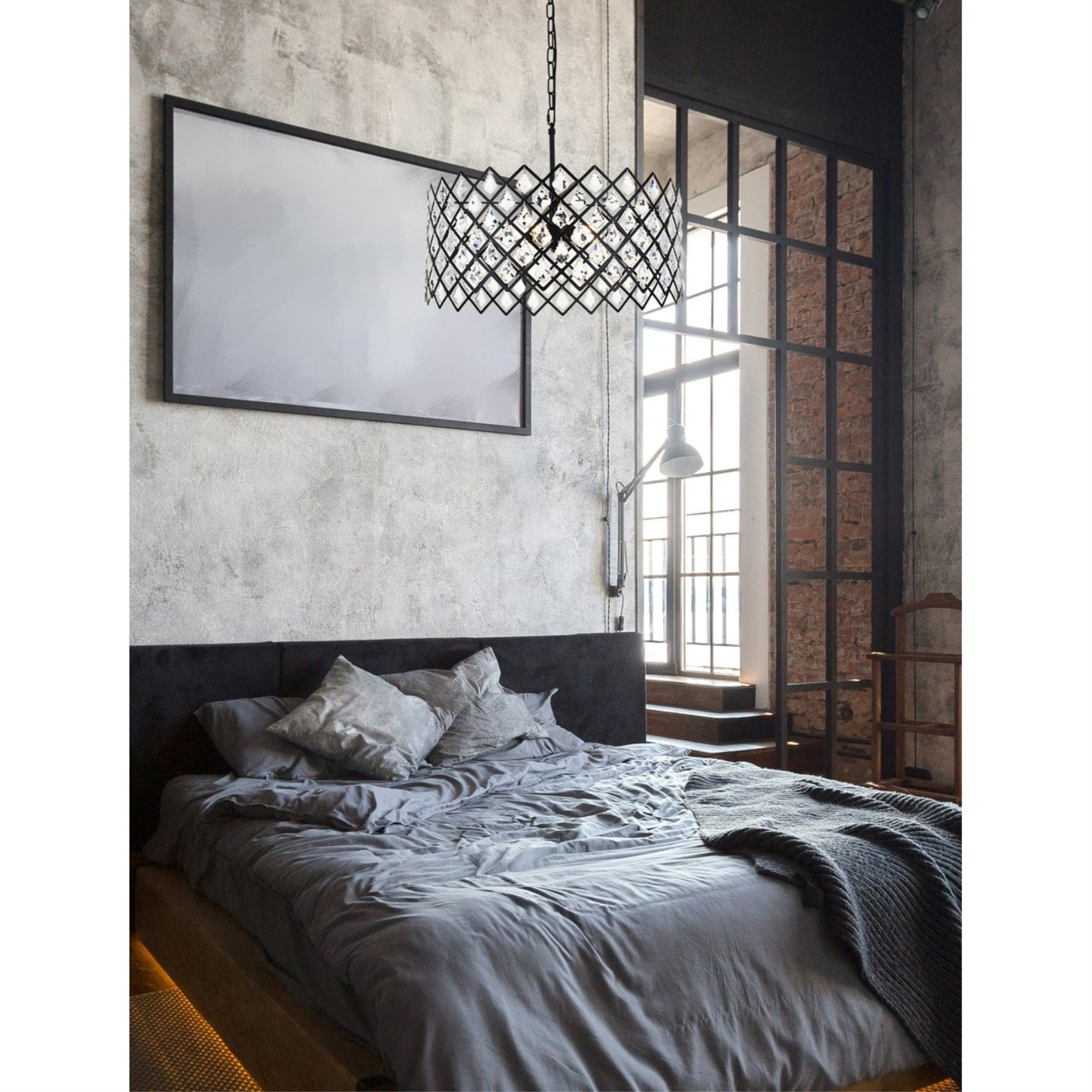 Elegant Lighting Lyla 21in Black Metal Pendant Ceiling Light, Modern Home Decor, Model 1111D21BK