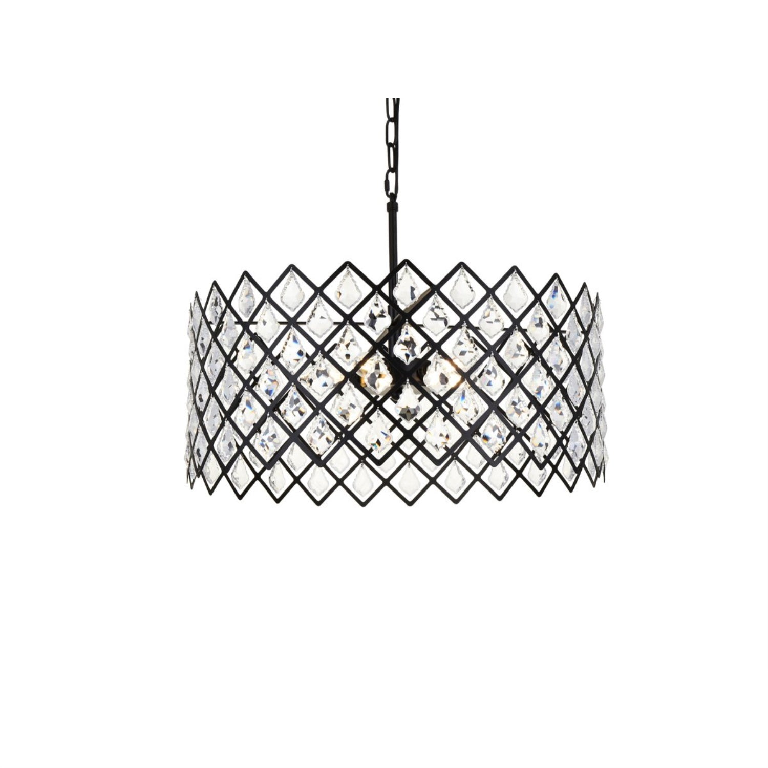 Elegant Lighting Lyla 21in Black Metal Pendant Ceiling Light, Modern Home Decor, Model 1111D21BK