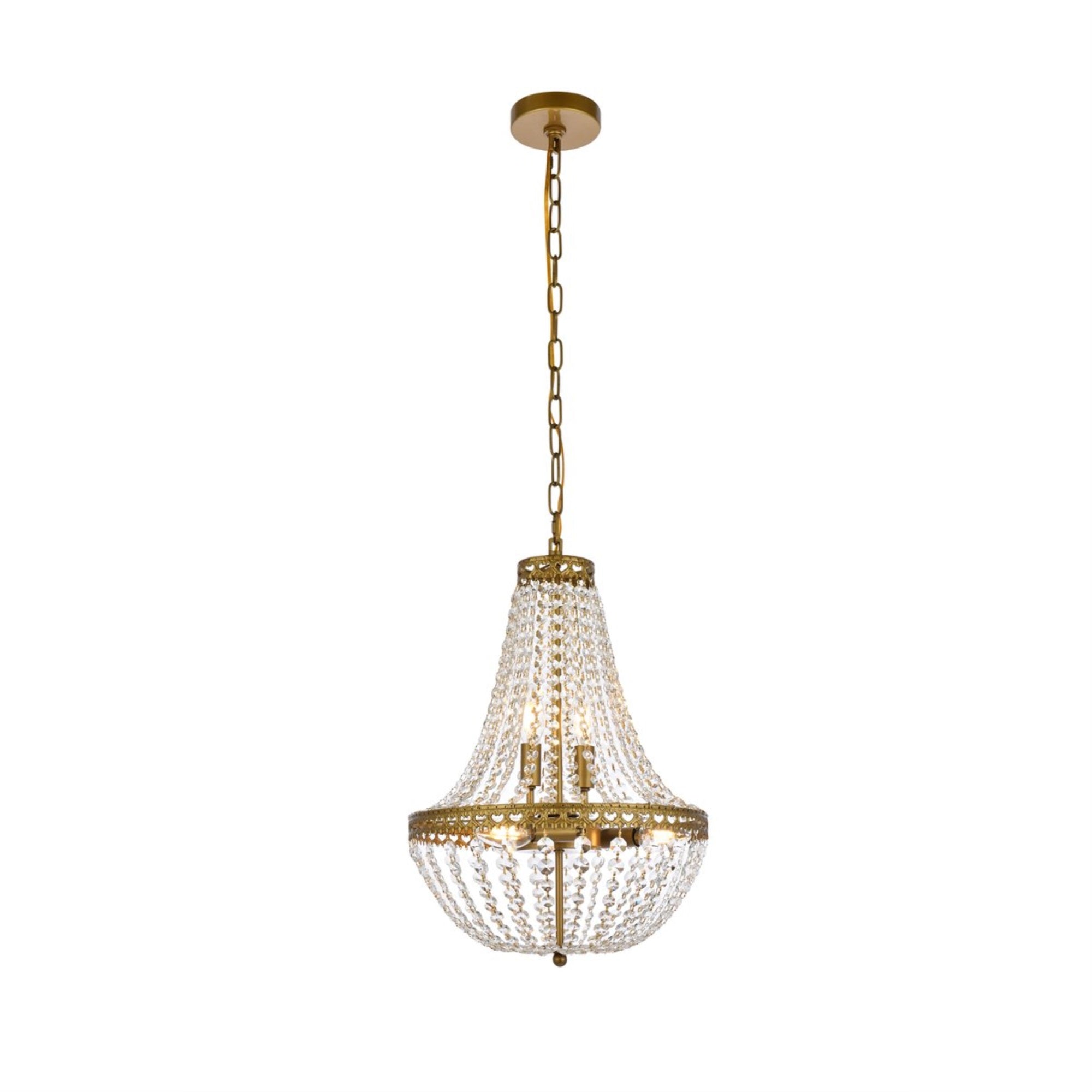 Elegant Lighting 14in Brass Modern Ceiling Light Pendant Valeria, Metal, 1113D14BR