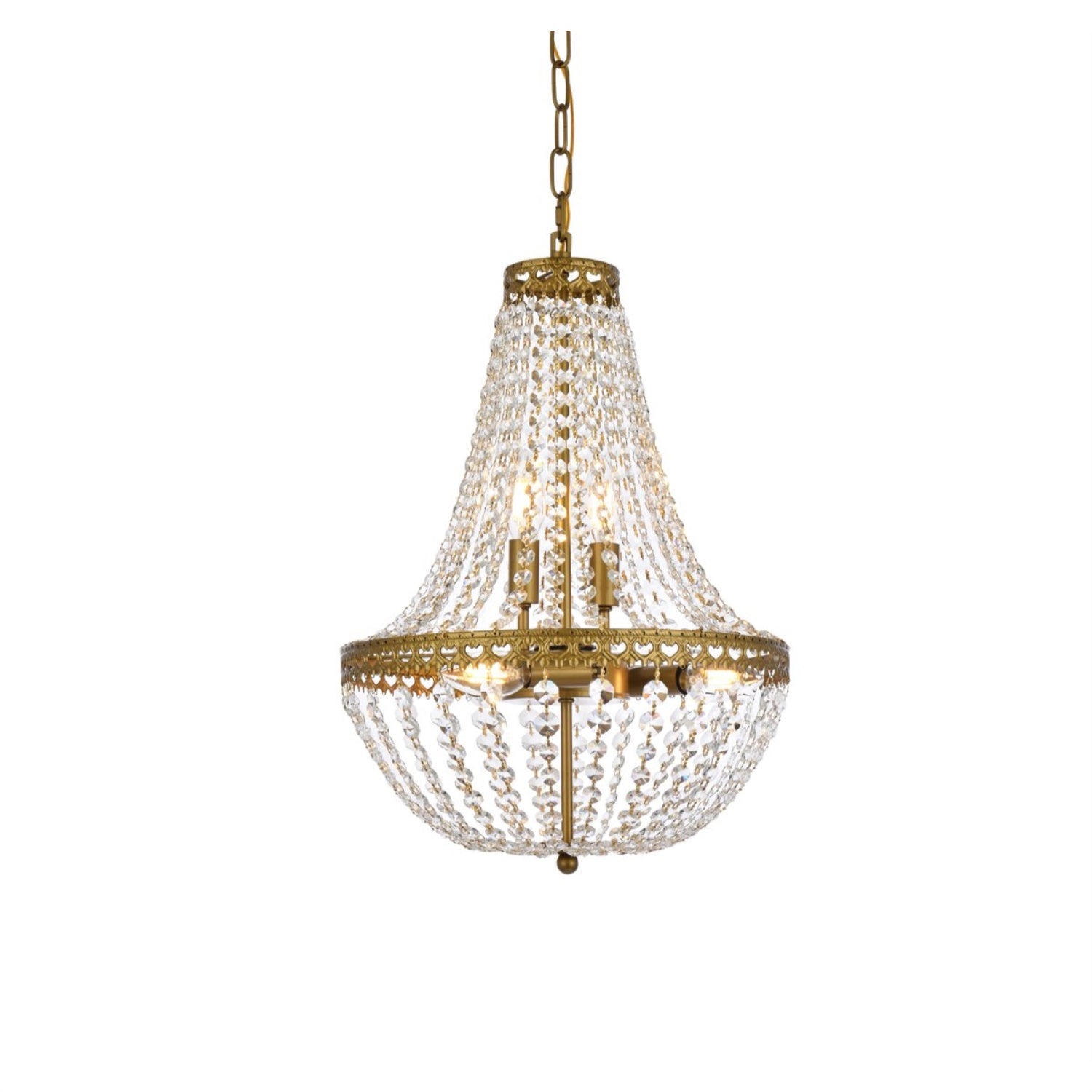Elegant Lighting 14in Brass Modern Ceiling Light Pendant Valeria, Metal, 1113D14BR