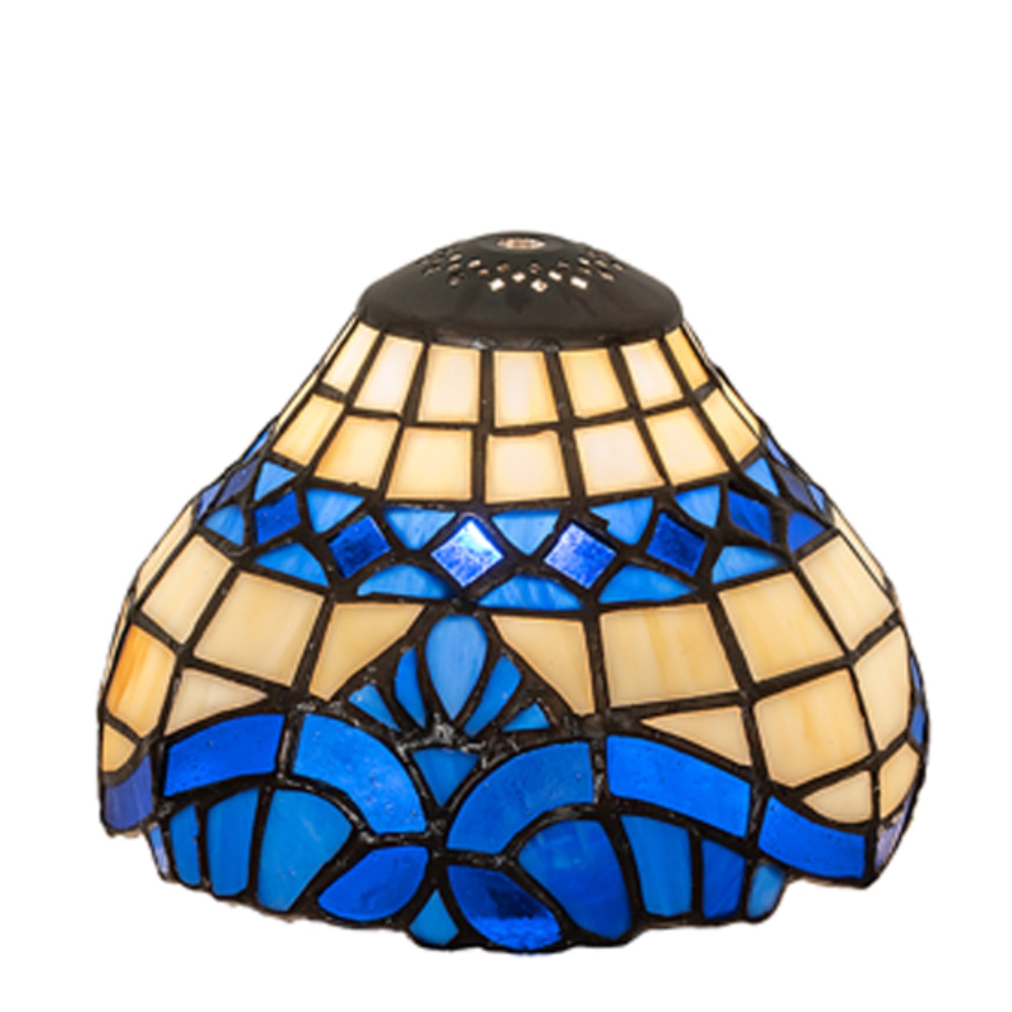 Meyda Tiffany Baroque Shade 7in Wide Glass Light Fixture Beige/Blue Model 11153