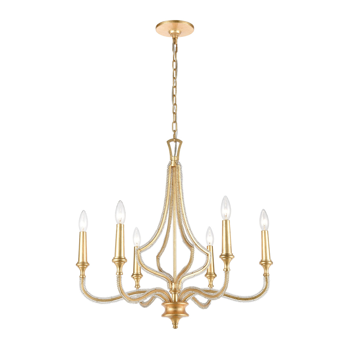 La Rochelle 6-Light Chandelier in Parisian Gold Leaf