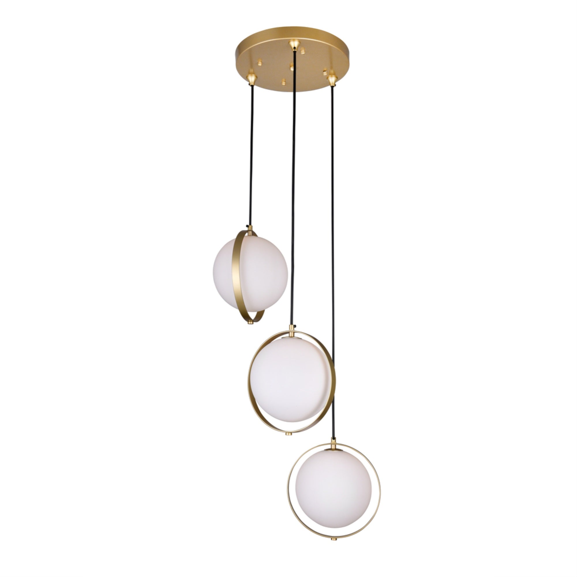 3 Light Multi Light Pendant with Brass Finish