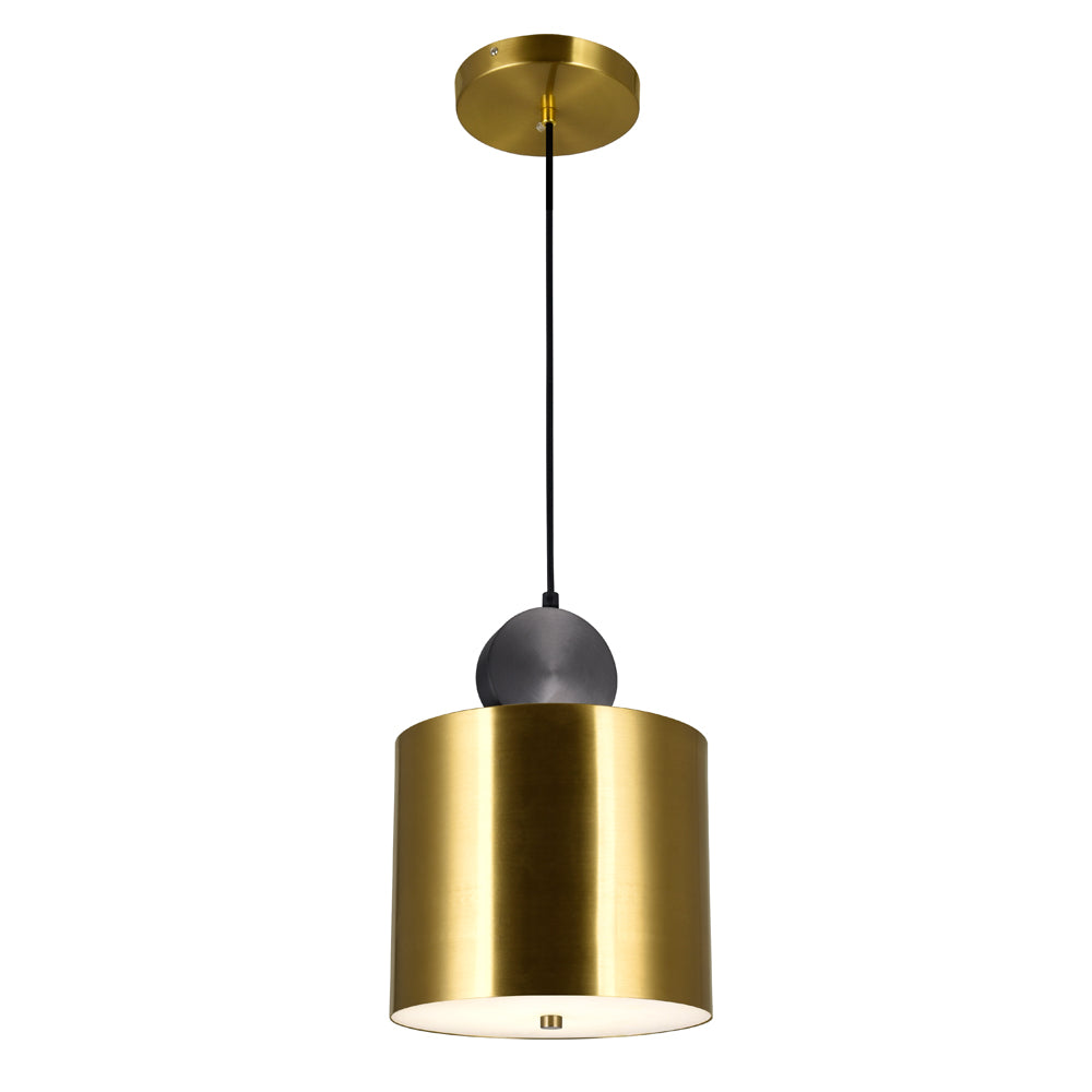 CWI Lighting Saleen LED Mini Pendant, 9 inches, Metal, Brass+Black Finish, Model 1156P9-625