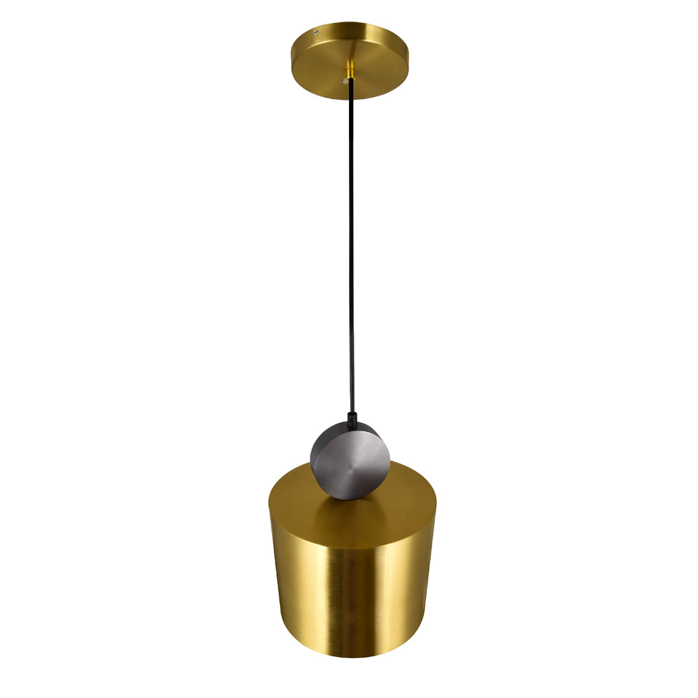 CWI Lighting Saleen LED Mini Pendant, 9 inches, Metal, Brass+Black Finish, Model 1156P9-625