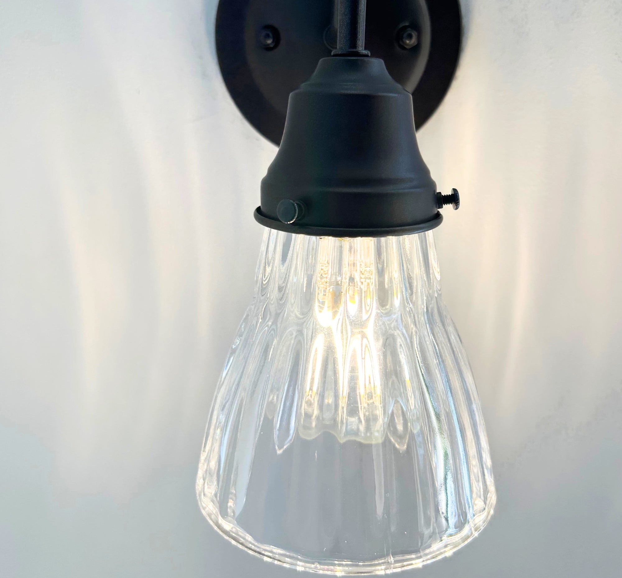 Thick Holophane Clear Glass Wall Sconce or Pendant Light