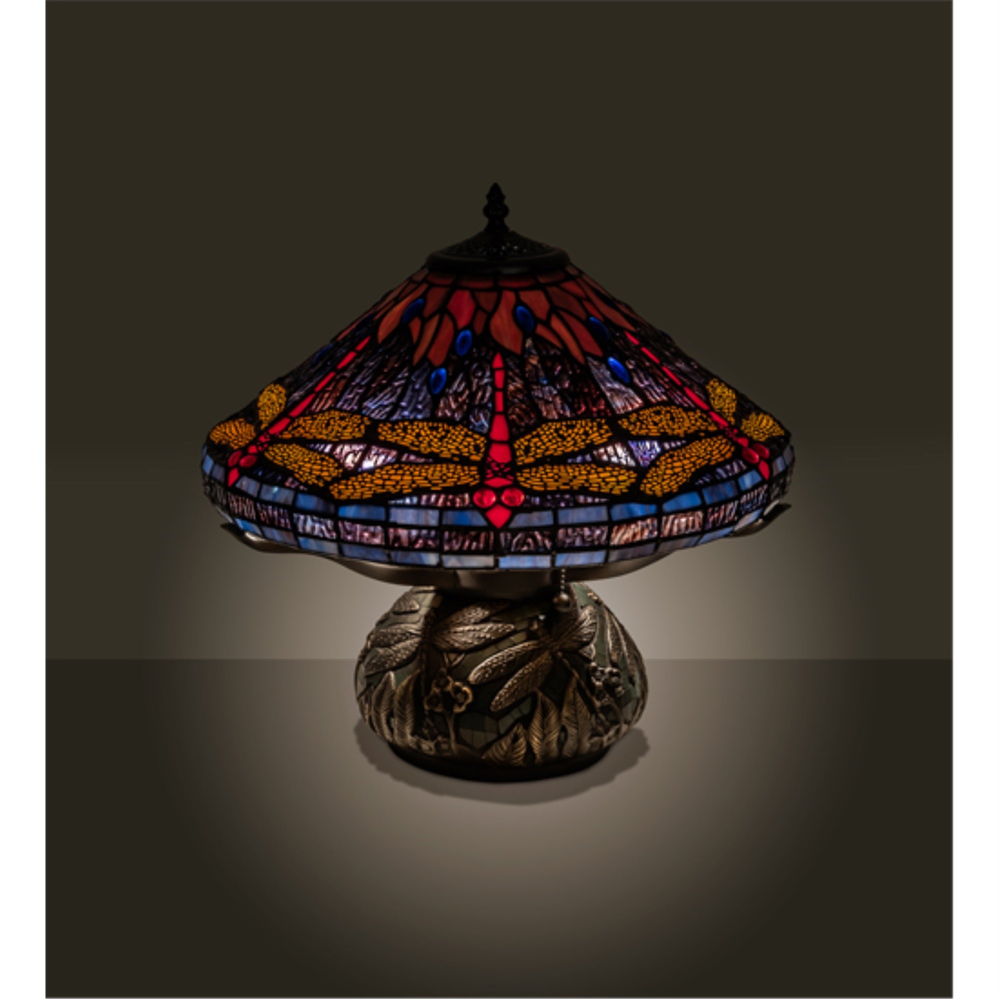 16 inch High Tiffany Hanginghead Dragonfly Cone Table Lamp