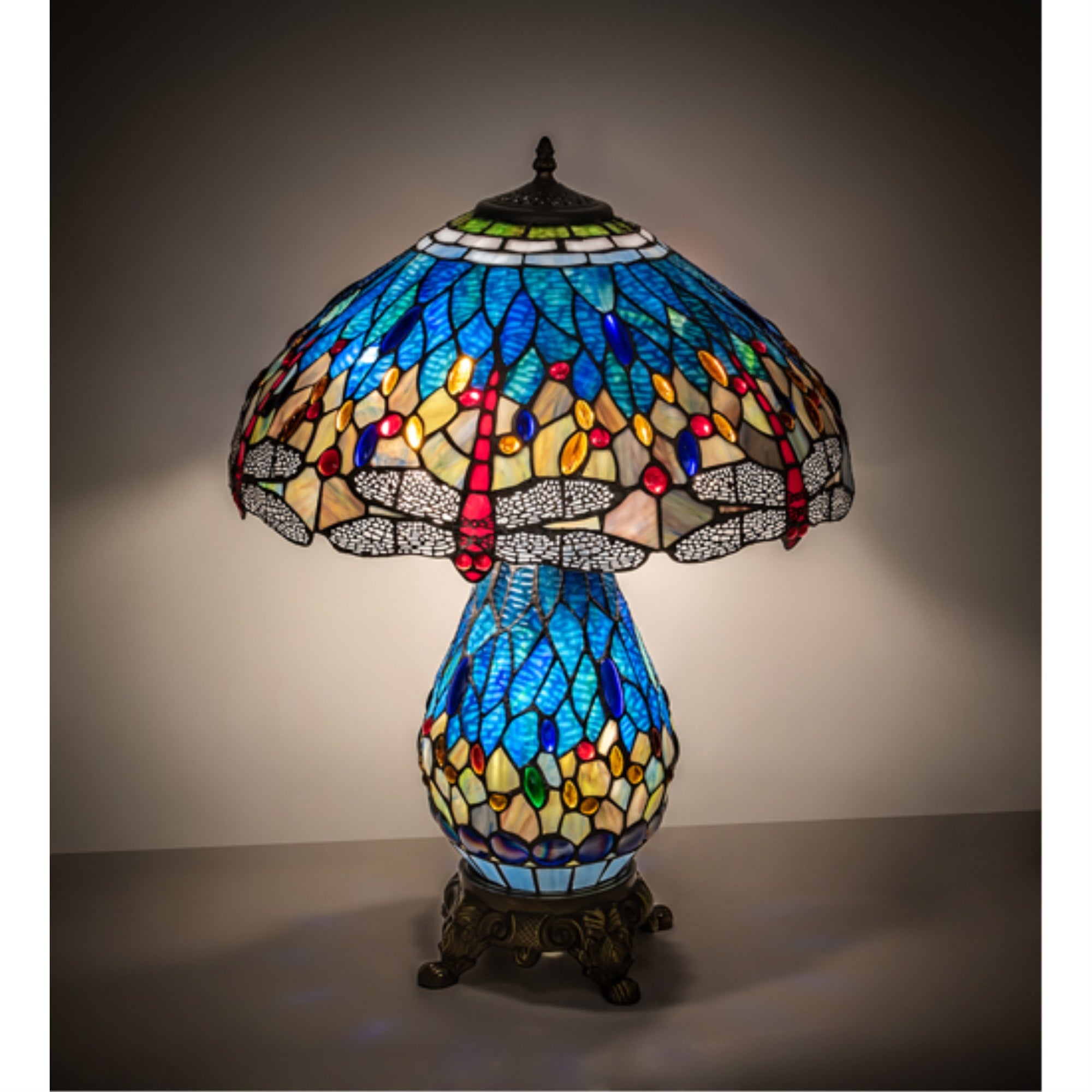 25 inch High Tiffany Hanginghead Dragonfly Table Lamp