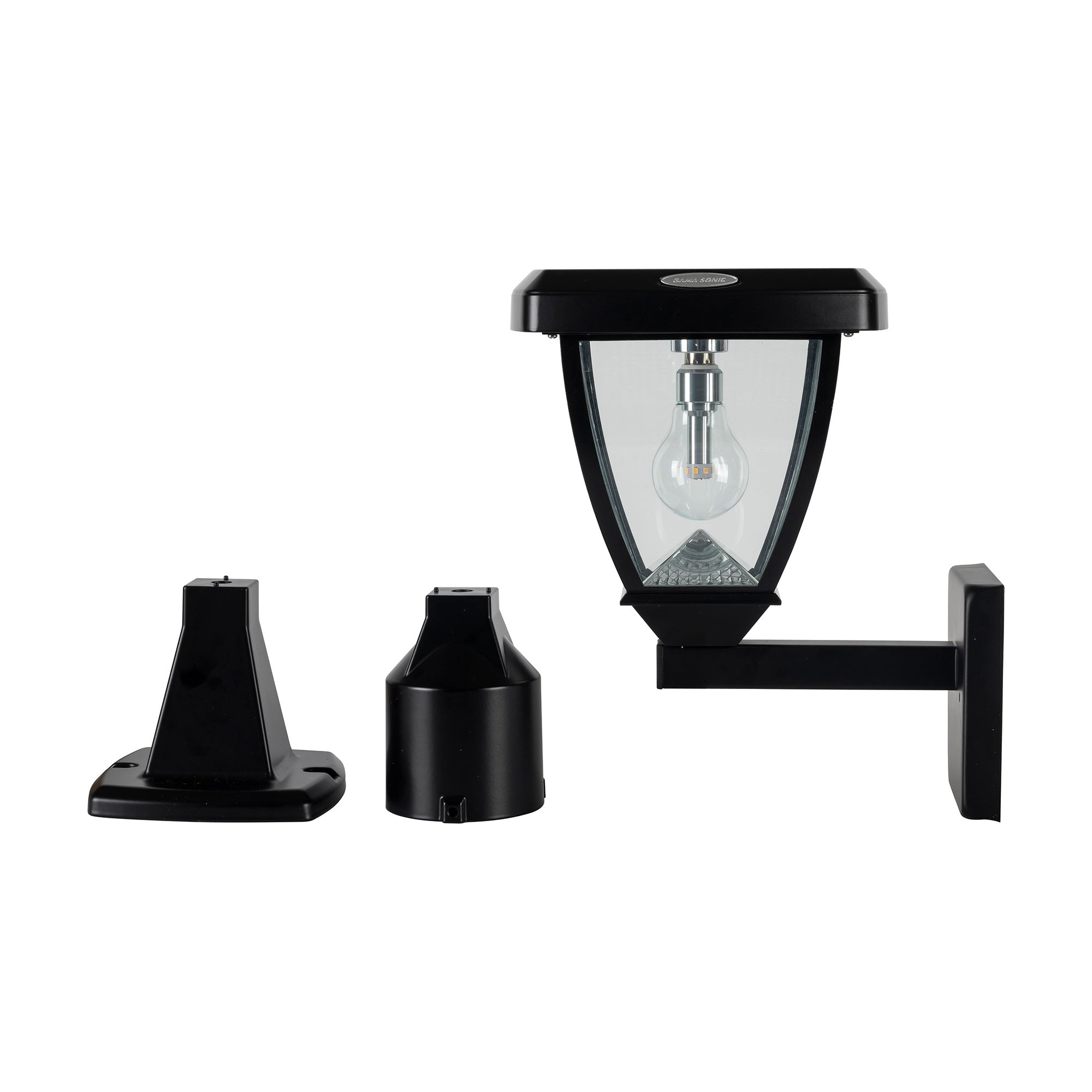 Gama Sonic Inversee Outdoor Solar Post Light - 3 Mount Options, Warm White LED, Black Metal, Model 118B50033