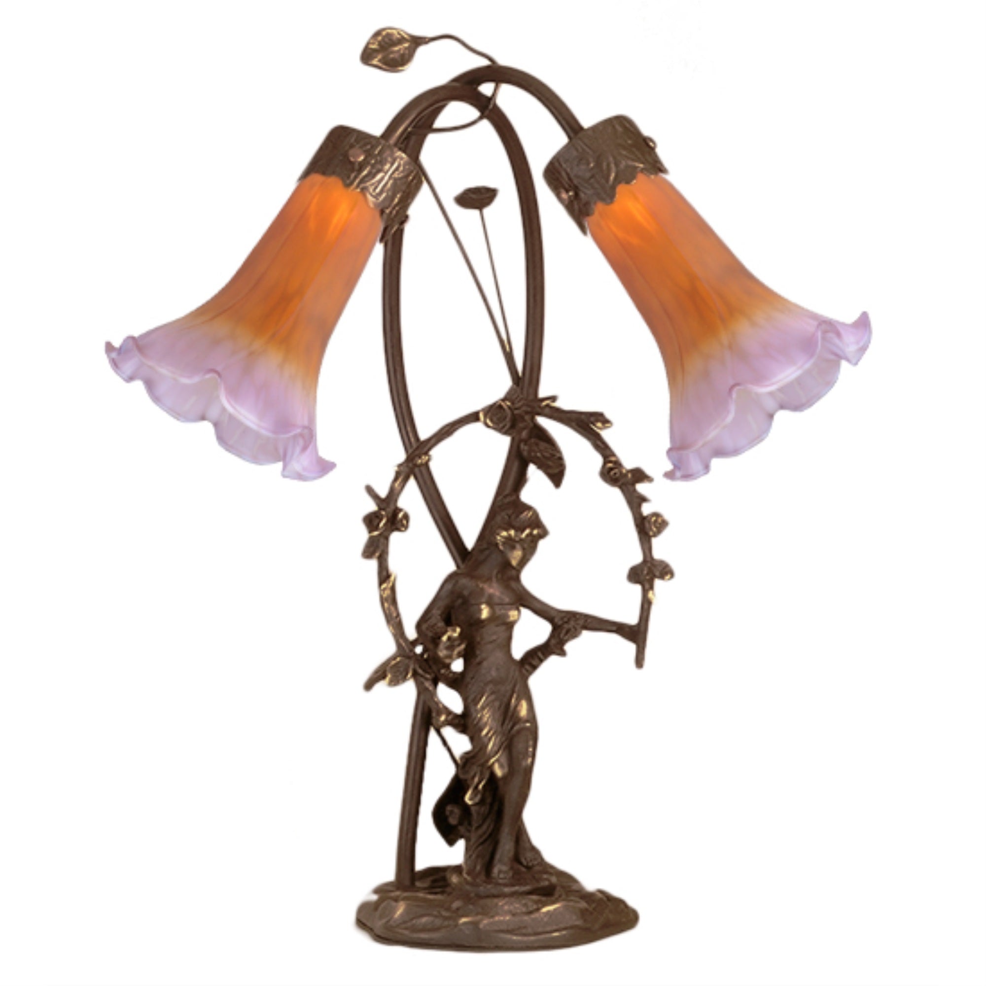 17 inchH Trellis Girl Lily Amber and Purple 2 LT Accent Lamp
