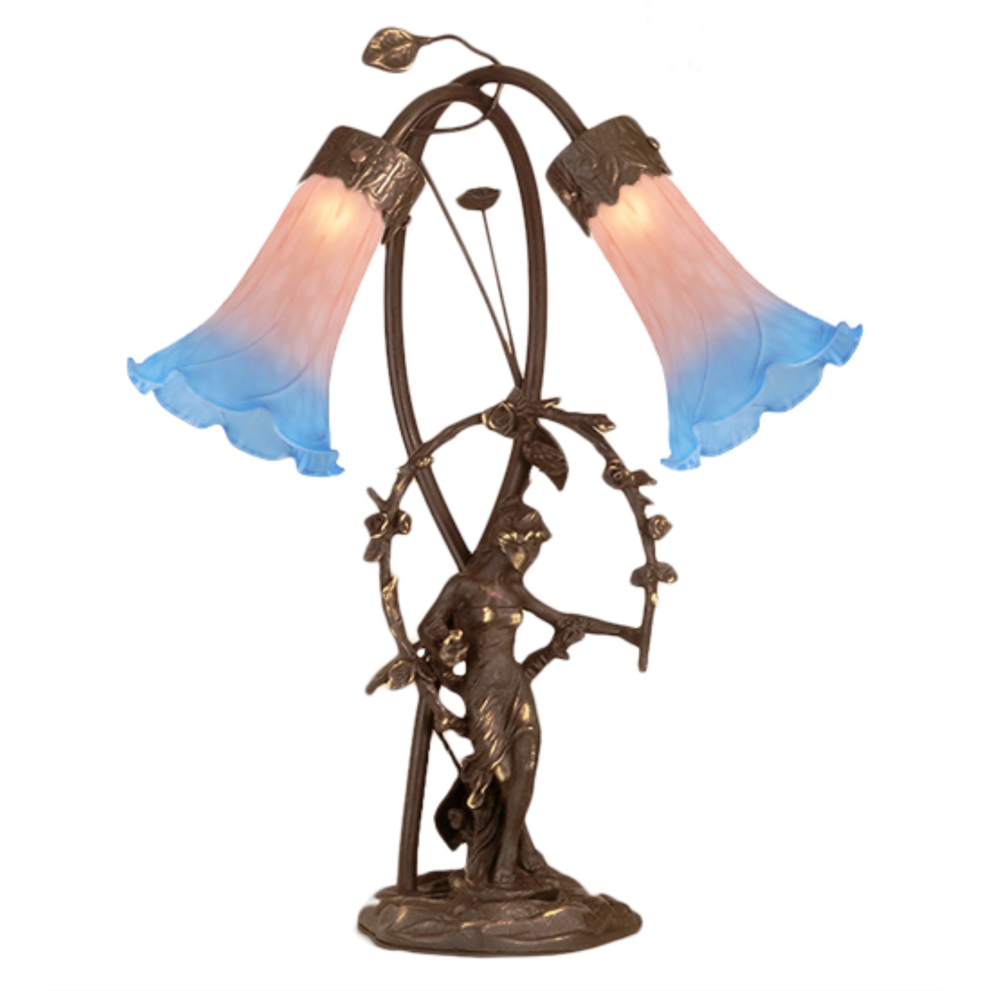 17 inchH Trellis Girl Lily Pink and Blue 2 LT Accent Lamp