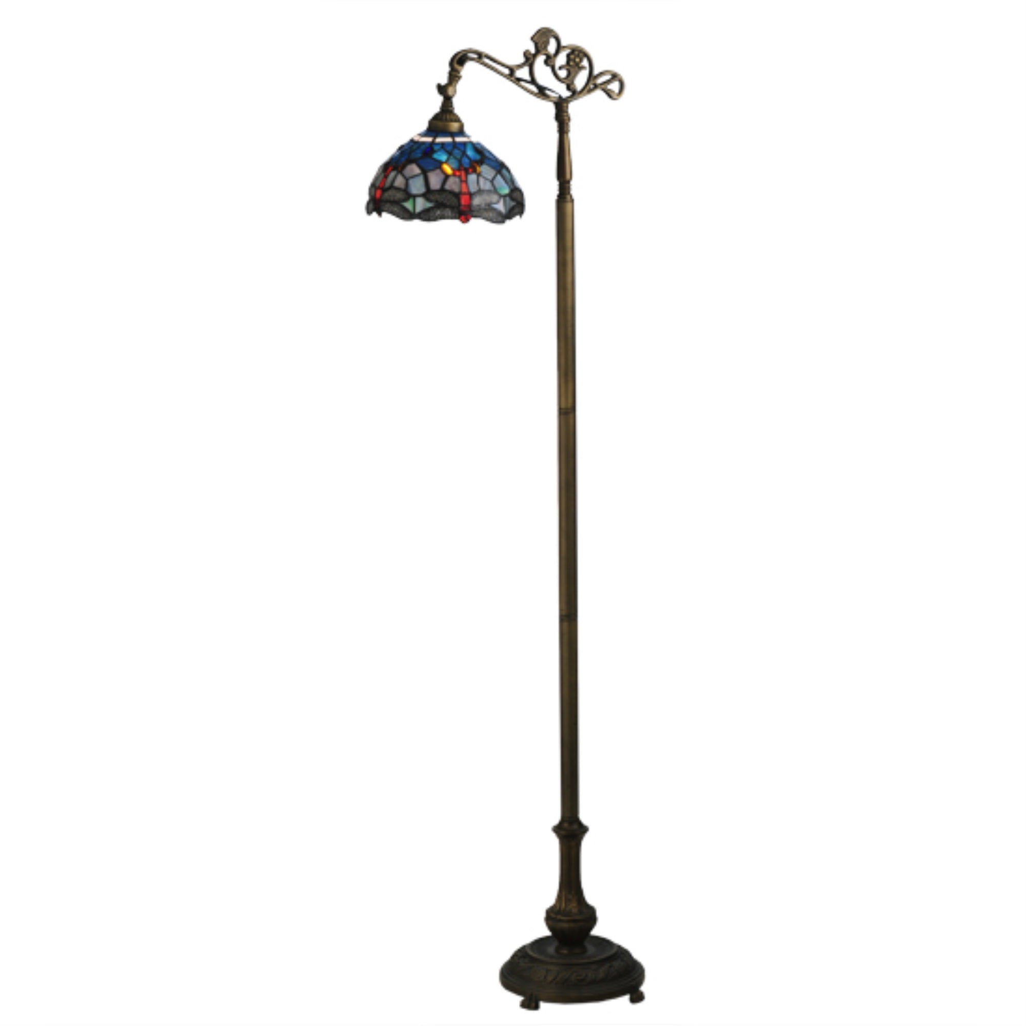 60.5 inchH Tiffany Hanginghead Dragonfly Bridge Arm Floor Lamp