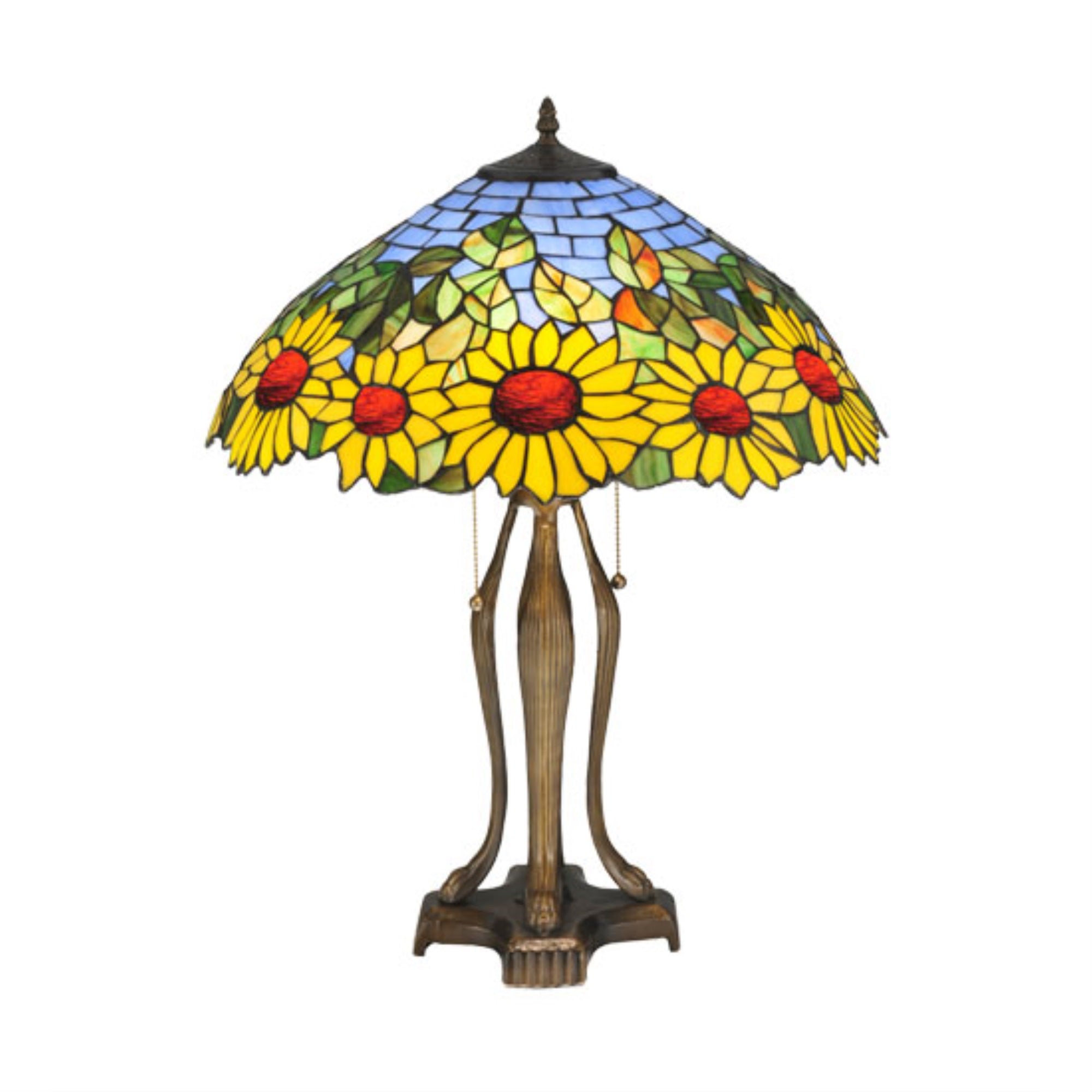 Meyda Tiffany 24-inch Table Lamp, Wild Sunflower Design, Glass & Metal, Purple/Blue Amber, Model 119682
