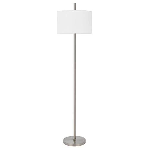 Cal Lighting Roanne Metal Floor Lamp, Brushed Steel, 16inW x 66.5inH, Model LA-8041FL