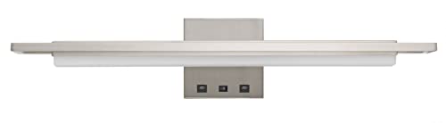 Cal Lighting LA-8044 LED Wall Sconce, Metal, 24inW x 4.75inH, Silver, with 2 USB Charging Ports