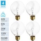 (4 Pack) G25 Incandescent Incandescent Light Bulb 2700K Soft Light, Decorative Globe Light Bulbs,E26 Medium Base, Perfect For Pe