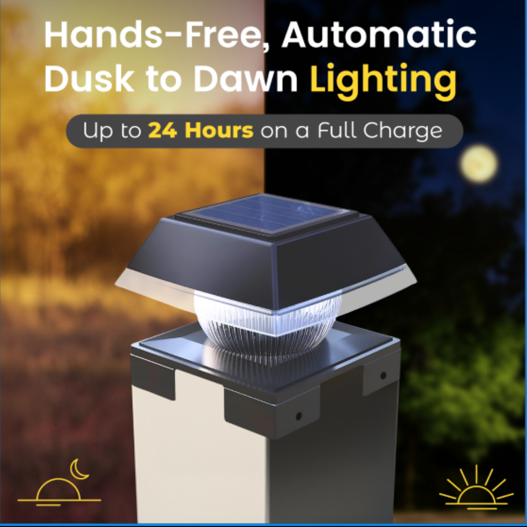 Solar Post Cap Lights Dual Mode ‎BICSGL-14 (2Pack)