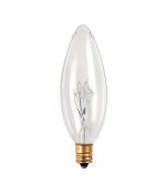 Bulbrite 25W Torpedo B8 Incandescent Chandelier Bulb, Candelabra Base, 130V, 2600K, Clear, 50 Pack