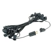 Novelty Lights C7 Outdoor String Lights - 25 Foot, Black Wire, 12in Spacing, Candelabra Base, Model BLACK-C7-25-12