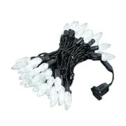 Novelty Lights 24FT LED C6 Christmas String Lights, Commercial Grade, Pure White, Black Wire, Model MRD-35B-2