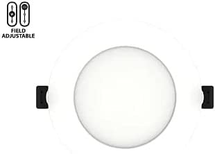 RAB Lighting Edge-Lit Wafer 6" Adjustable CCT LED Light, 2700-5000K, Smooth Aluminum, Model WFRL6R139FA120WS
