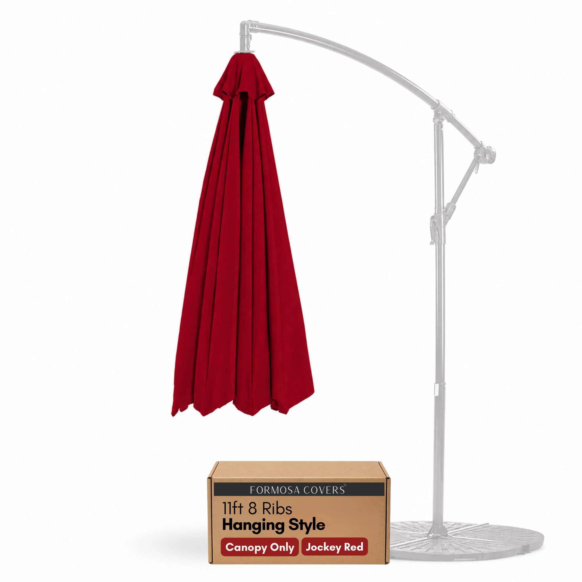 11ft Cantilever Hanging Umbrella 8 Rib Replacement Canopy Jockey Red