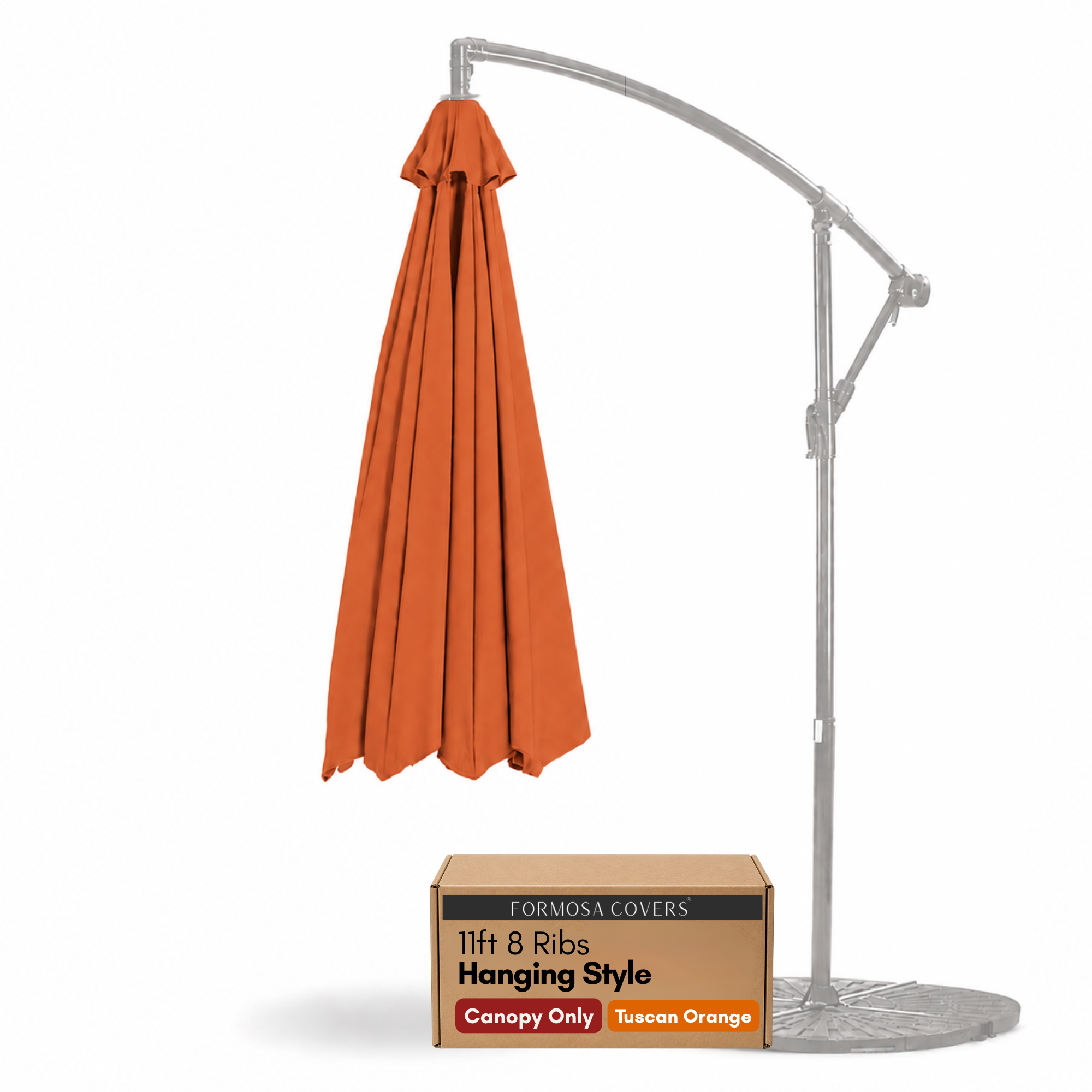 11ft Cantilever Hanging Umbrella 8 Rib Replacement Canopy Tuscan Orange