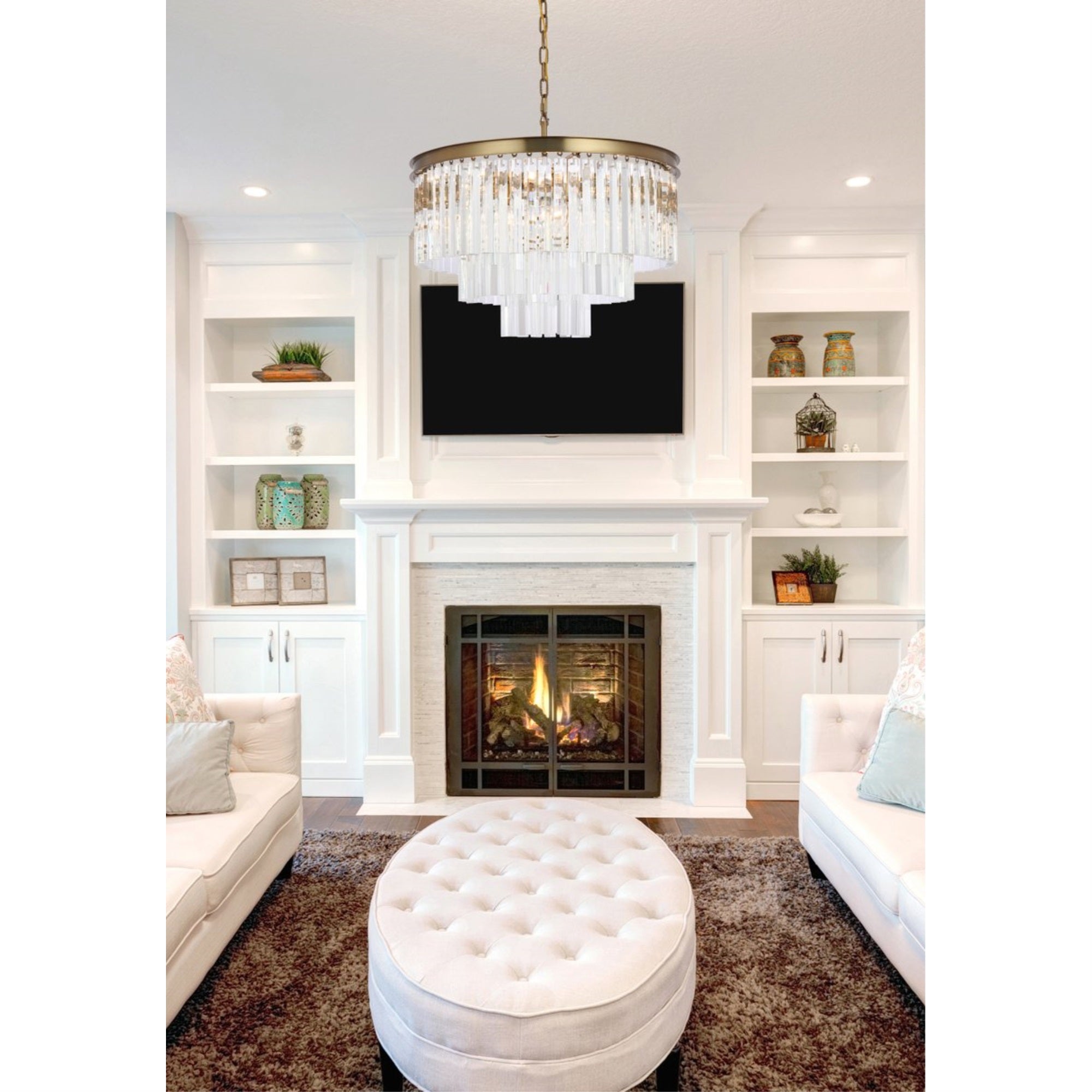 Sydney 26 inch round crystal chandelier in satin gold