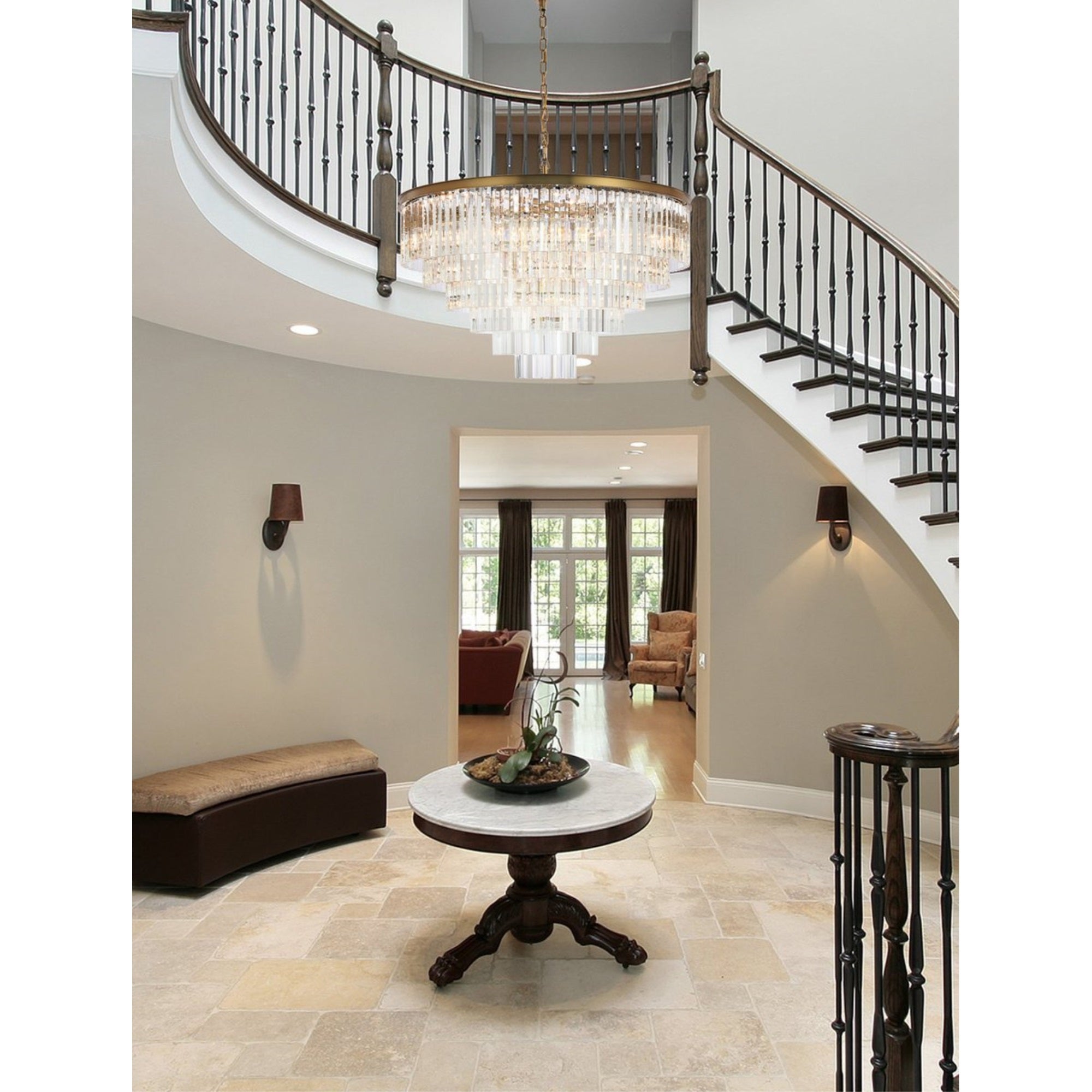 Elegant Lighting Sydney 44" Modern Metal/Crystal Chandelier In Satin Gold/Clear