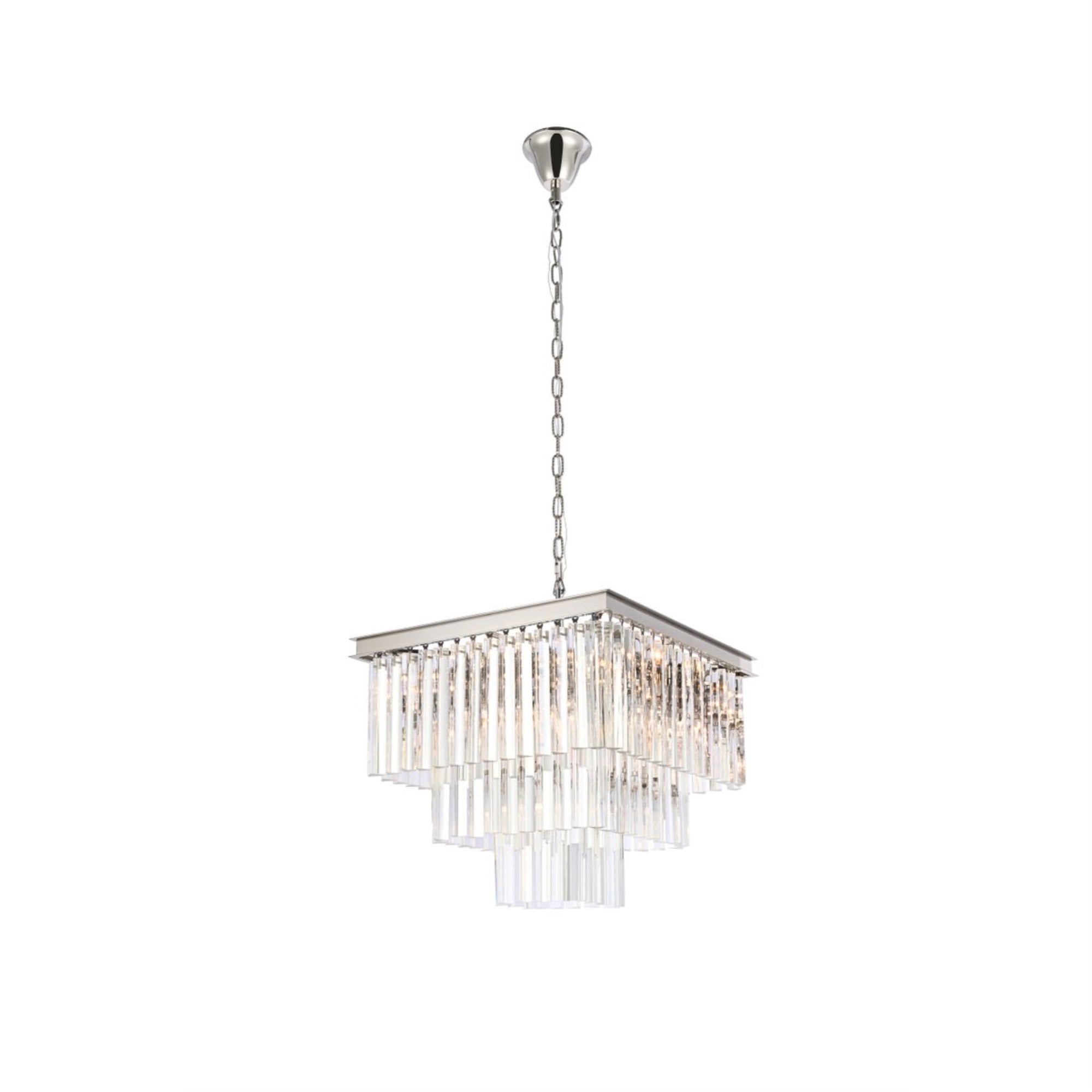 Elegant Lighting Crystal Chandelier, 21.5in Square, Polished Nickel, Iron, Satin Gold, Model 1201S22PN/RC