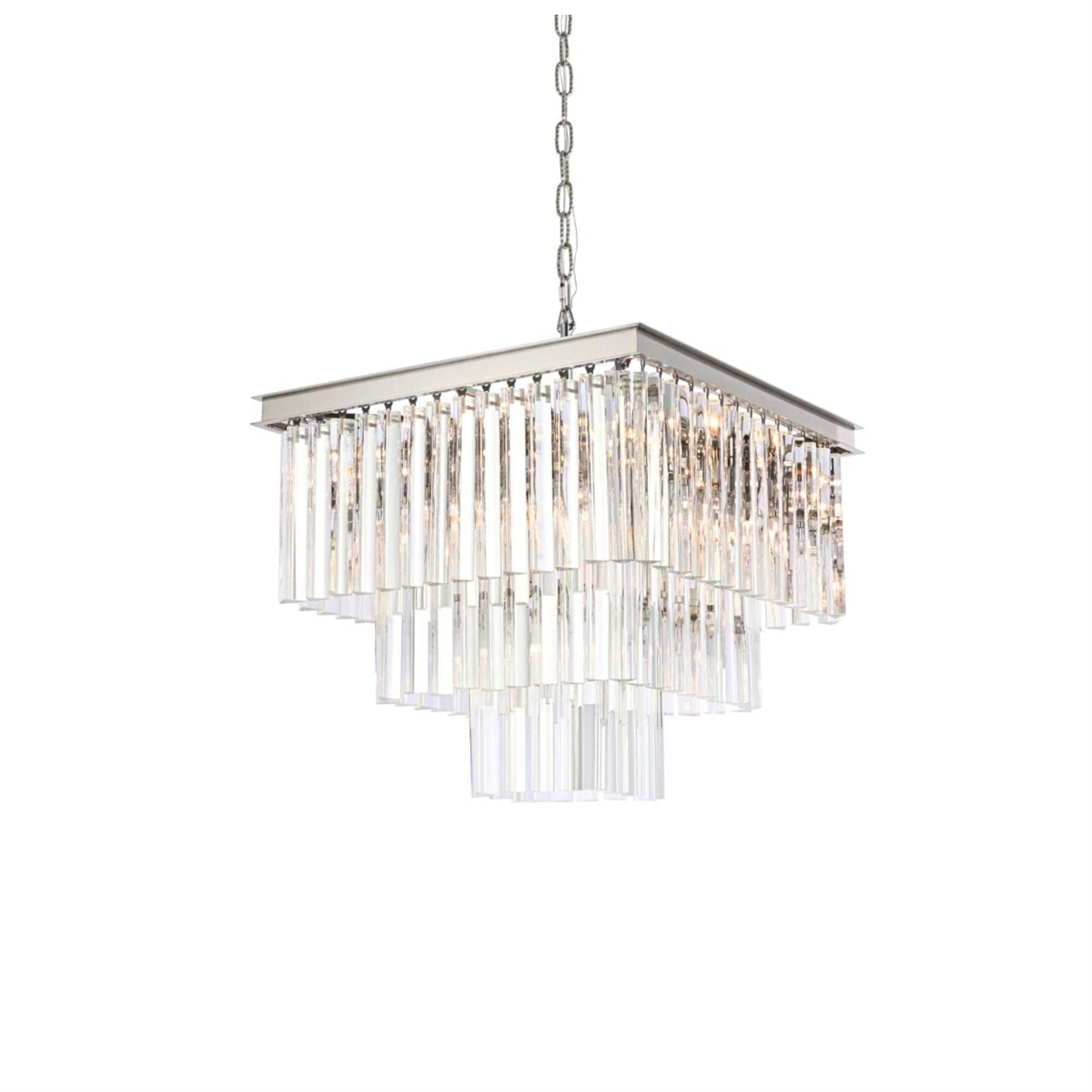 Elegant Lighting Crystal Chandelier, 21.5in Square, Polished Nickel, Iron, Satin Gold, Model 1201S22PN/RC