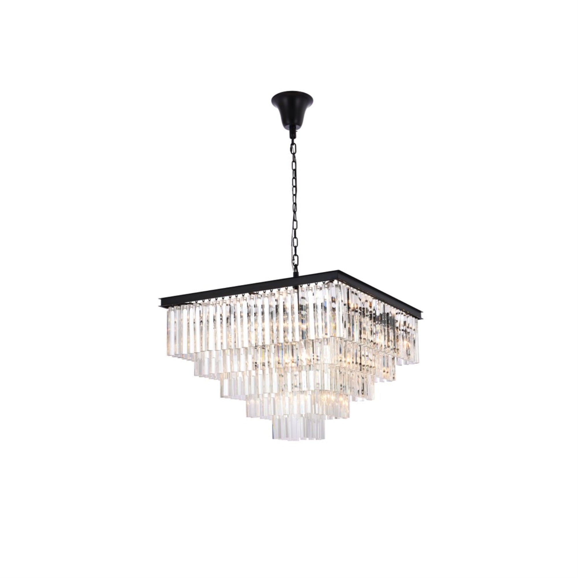 Elegant Lighting Sydney Crystal Chandelier, 34 inch, Matte Black, Model 1201S34MB/RC, Size 28x34x34, Material: Crystal