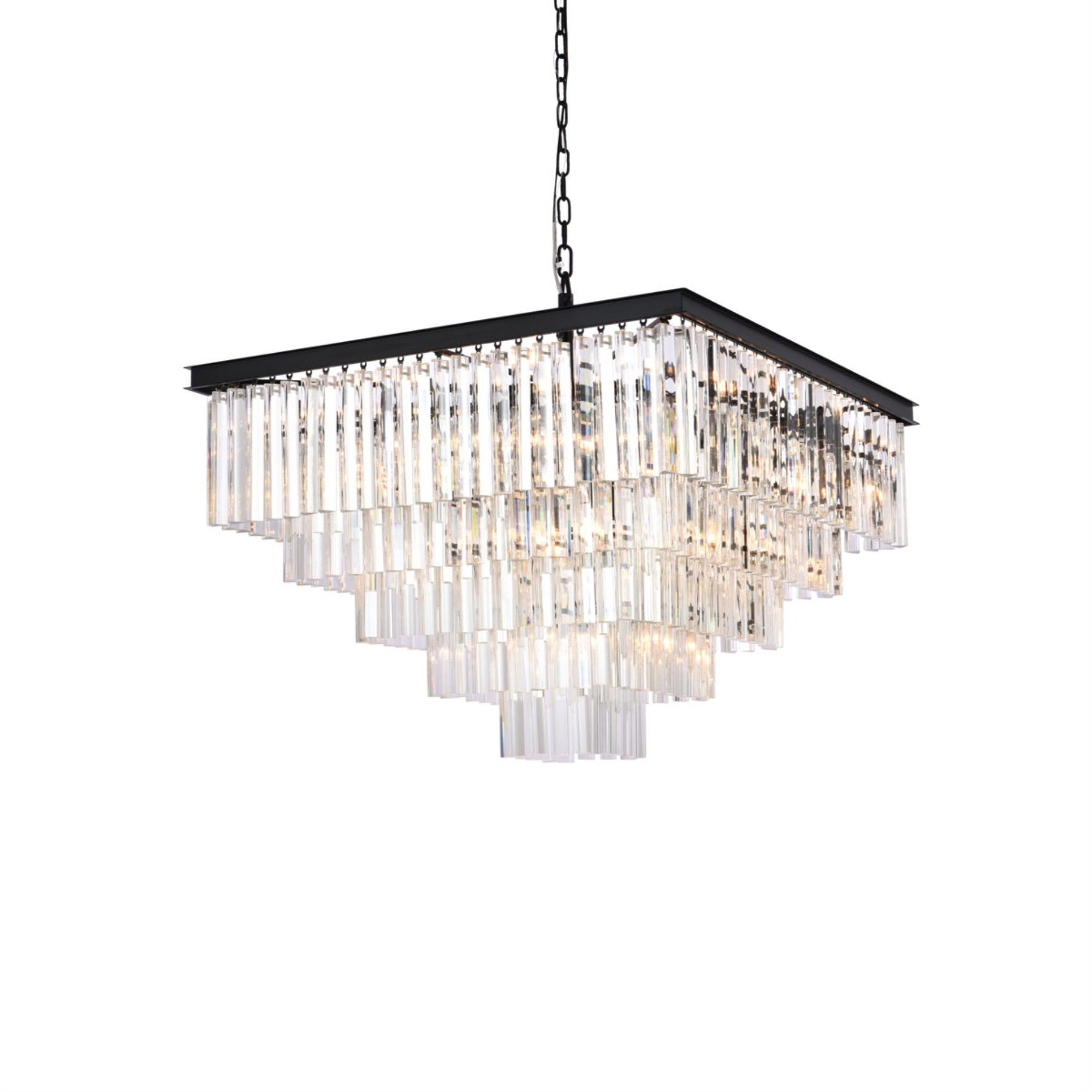 Elegant Lighting Sydney Crystal Chandelier, 34 inch, Matte Black, Model 1201S34MB/RC, Size 28x34x34, Material: Crystal