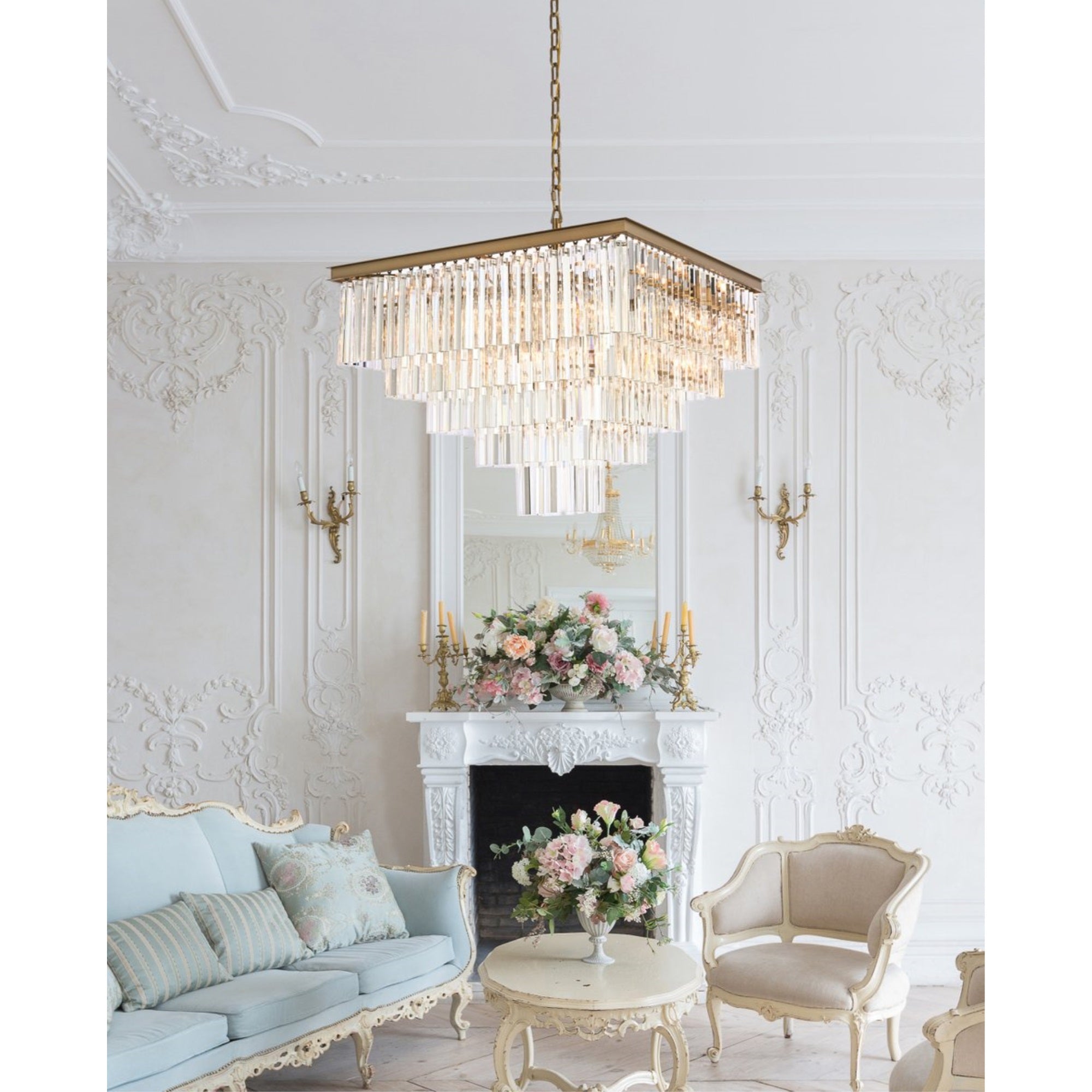Elegant Lighting Sydney Crystal Chandelier, 34 Inch, Satin Gold, Model 1201S34SG/RC, Material: Crystal, Color: Black