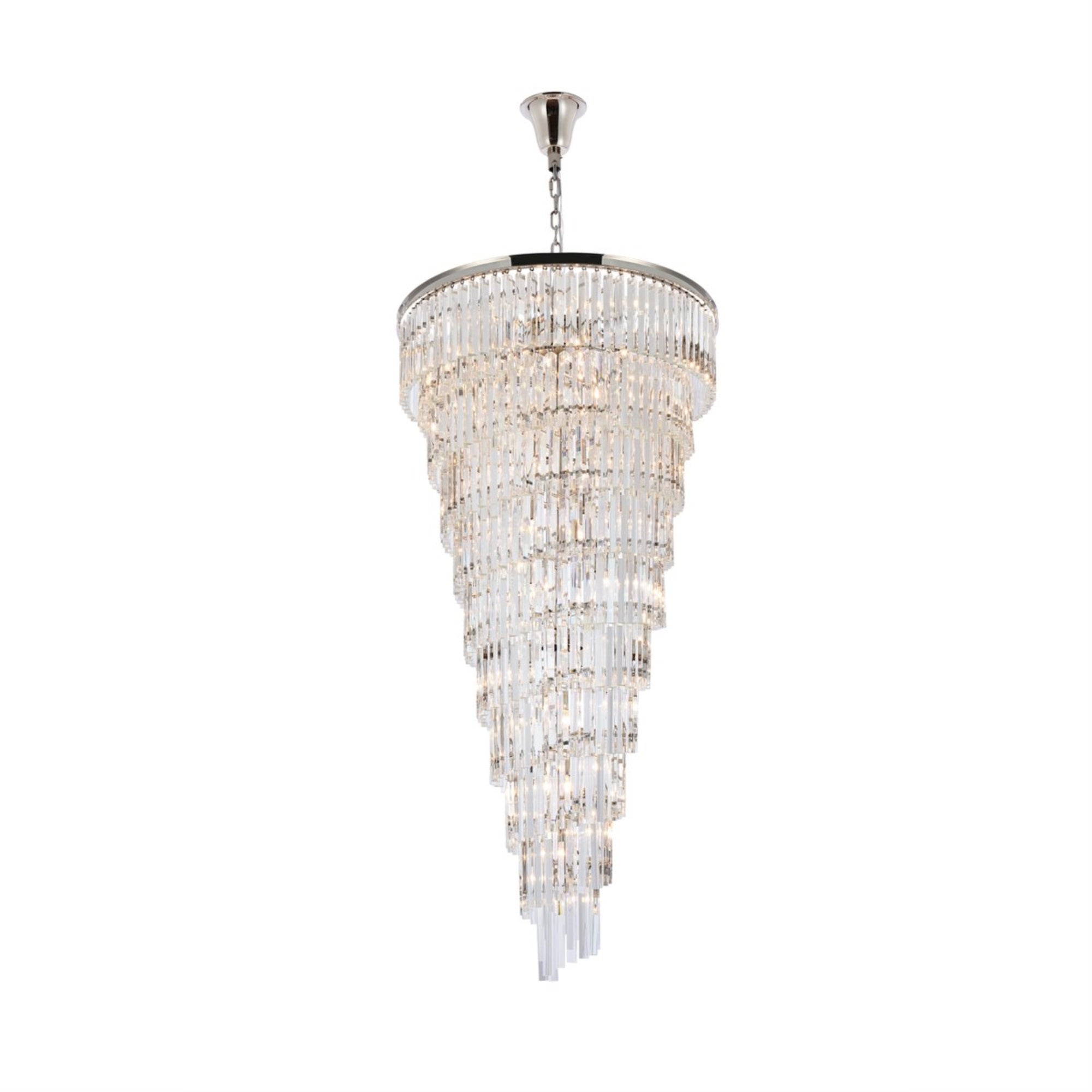 Elegant Lighting Spiral Crystal Chandelier, Polished Nickel, 36.5 inch, Iron, Black, Model 1201SR36PN/RC