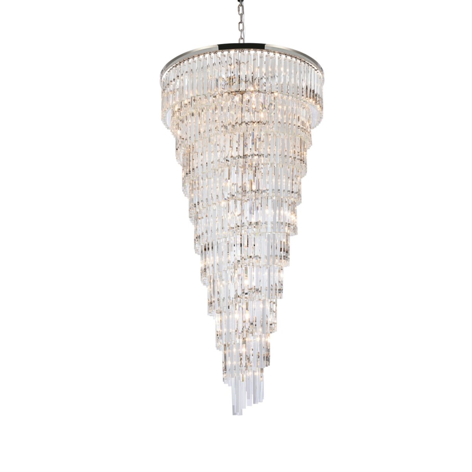 Elegant Lighting Spiral Crystal Chandelier, Polished Nickel, 36.5 inch, Iron, Black, Model 1201SR36PN/RC