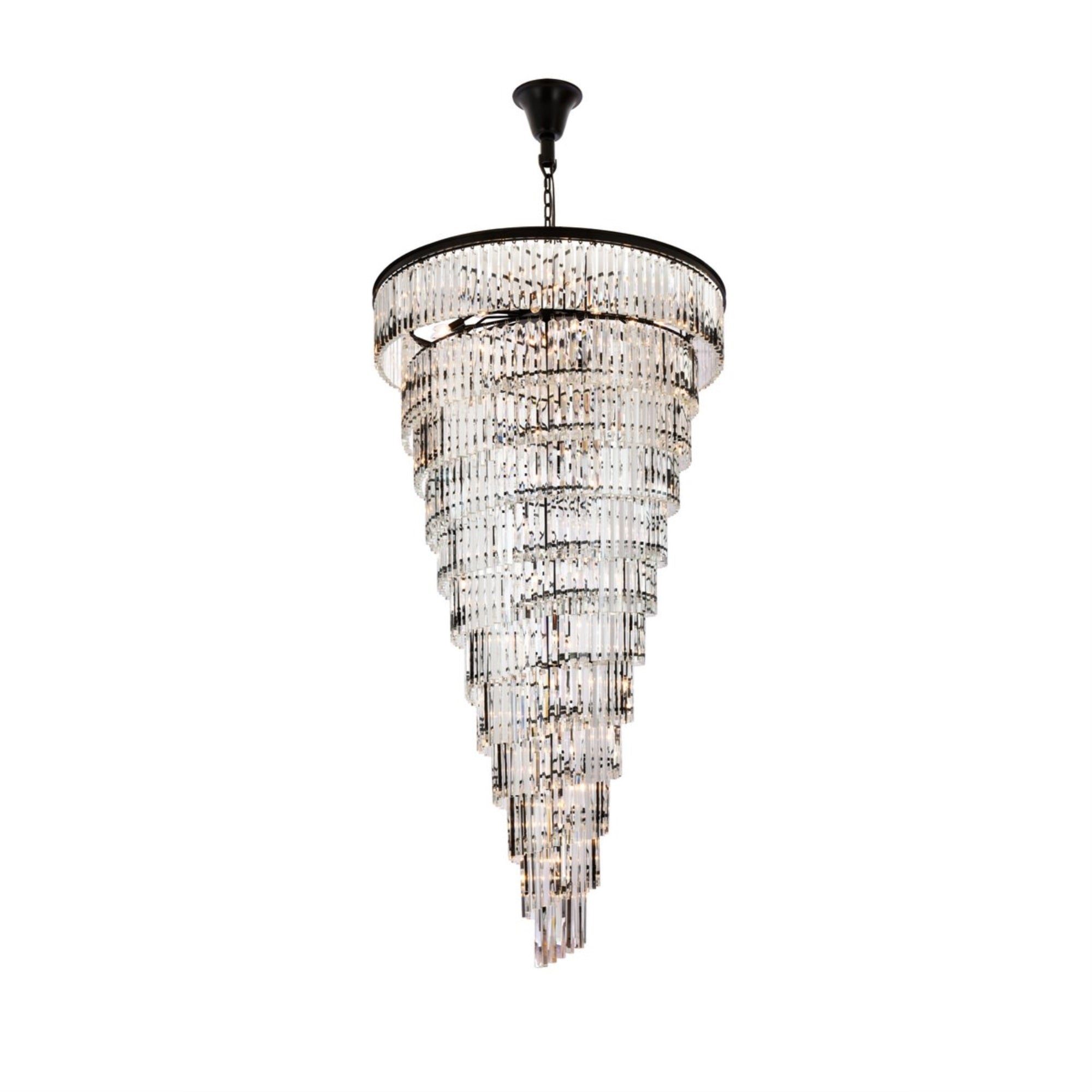 Elegant Lighting Sydney 48" Metal/Crystal Chandelier In Matte Black/Clear
