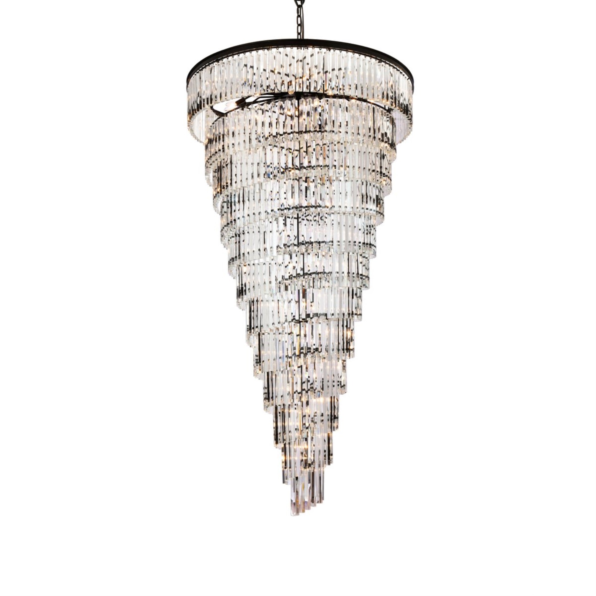 Elegant Lighting Sydney 48" Metal/Crystal Chandelier In Matte Black/Clear