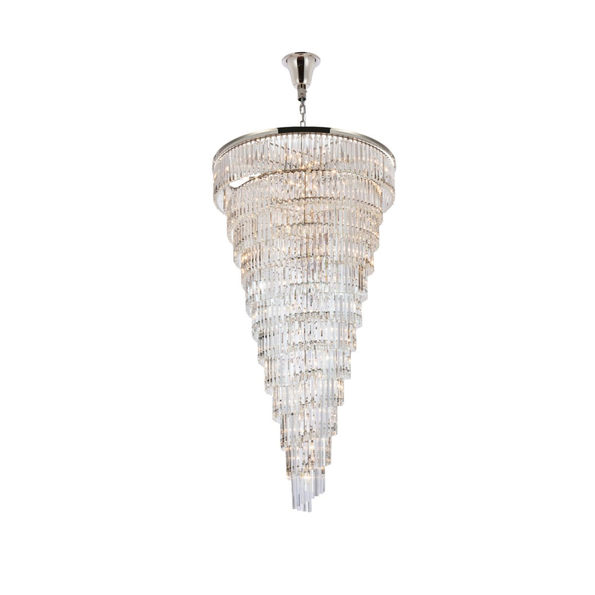 Sydney 48 inch spiral crystal chandelier in polished nickel