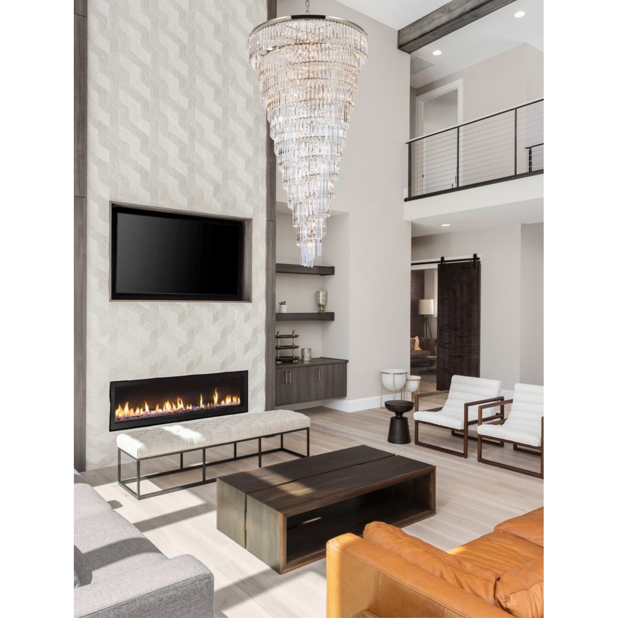 Sydney 48 inch spiral crystal chandelier in polished nickel
