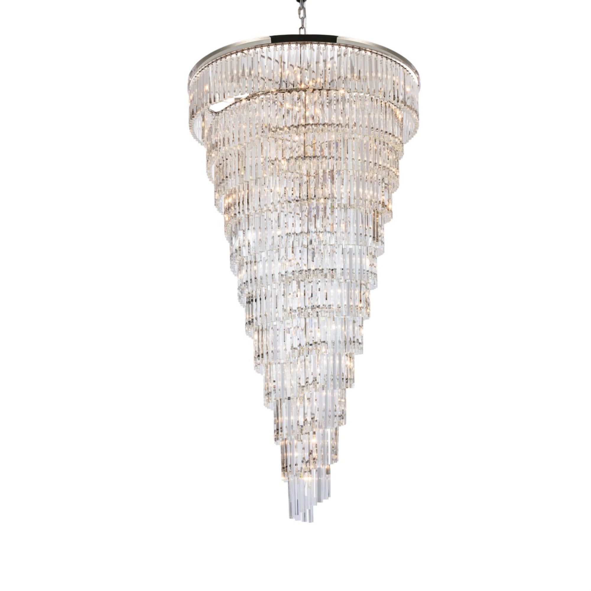 Sydney 48 inch spiral crystal chandelier in polished nickel